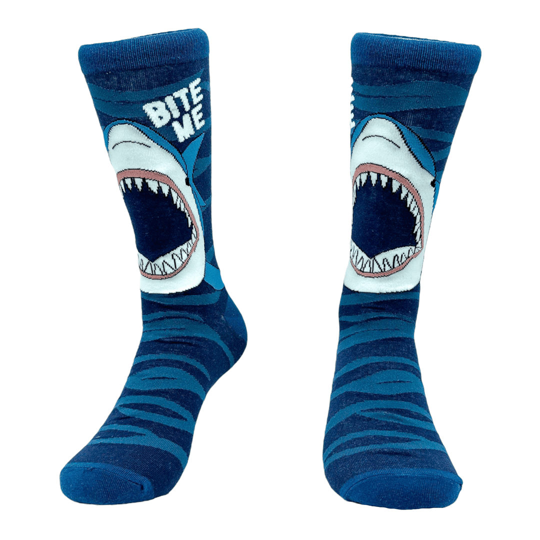 Men's Bite Me Shark Socks  -  Crazy Dog T-Shirts