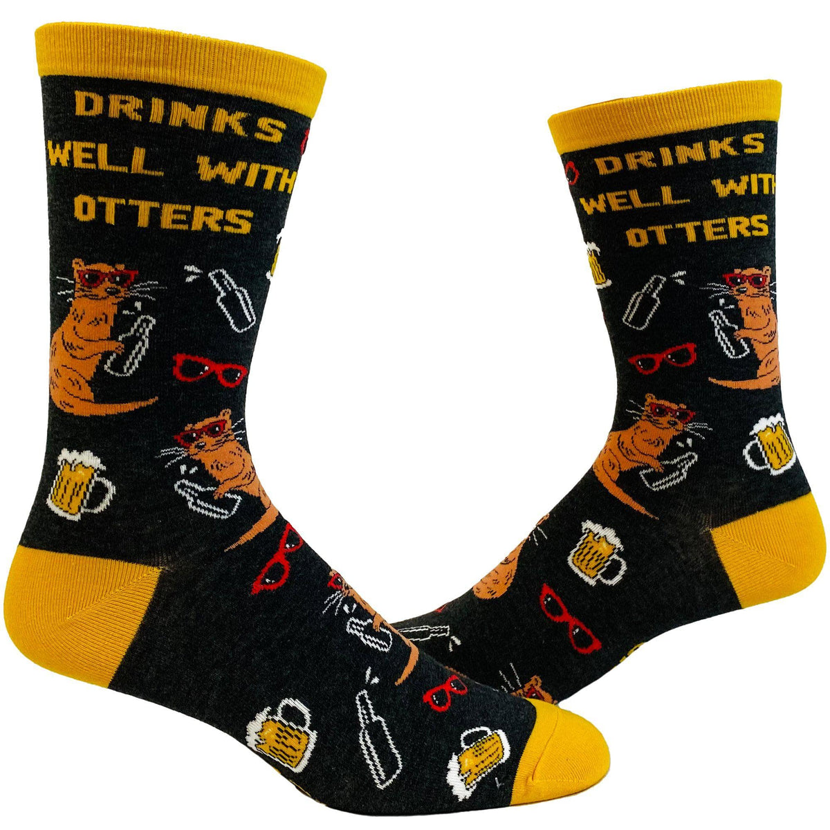 Men&#39;s Drinks Well With Otters Socks - Crazy Dog T-Shirts