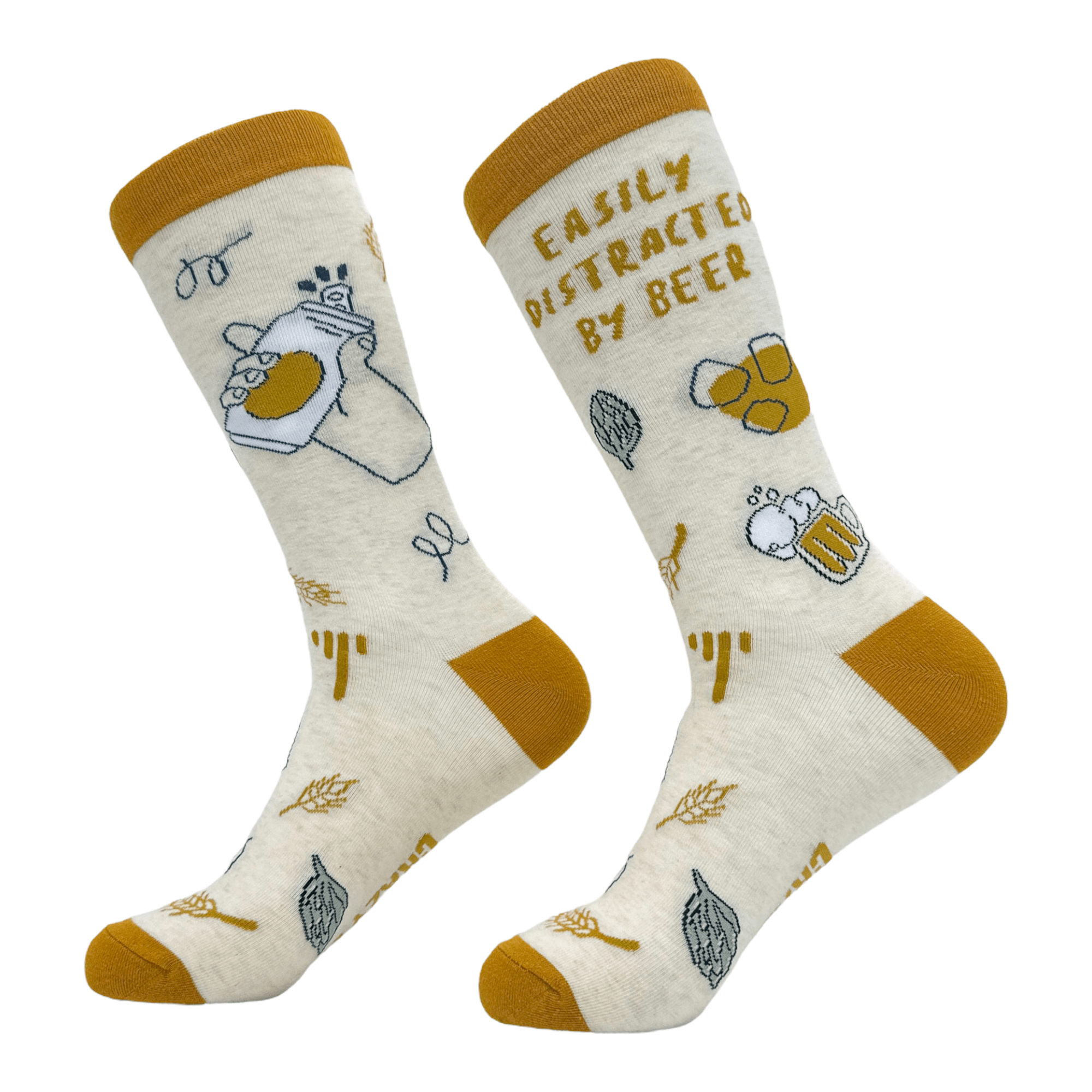 Men's Easily Distracted By Beer Socks  -  Crazy Dog T-Shirts