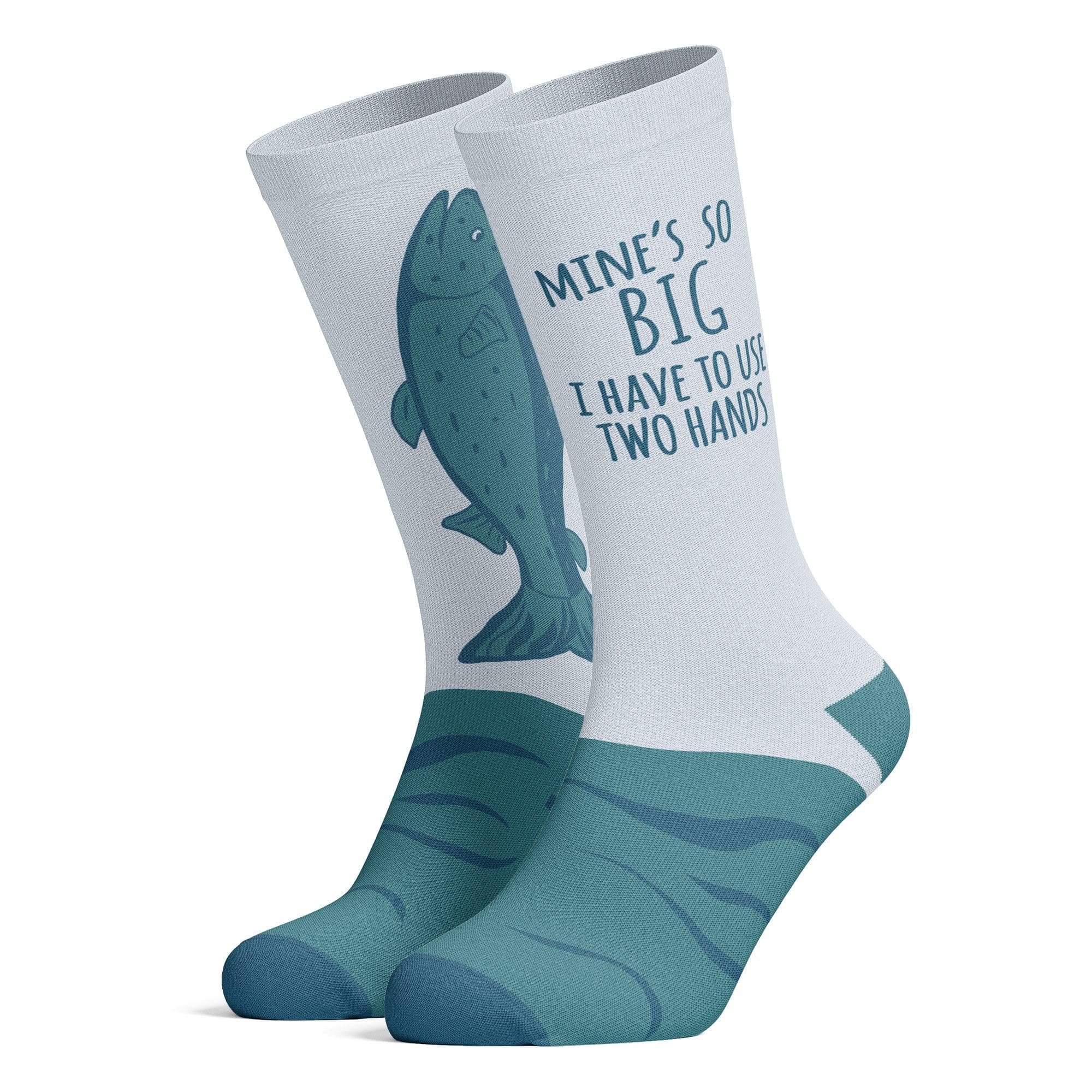 Men's Mine's So Big I Have To Use Two Hands Socks  -  Crazy Dog T-Shirts