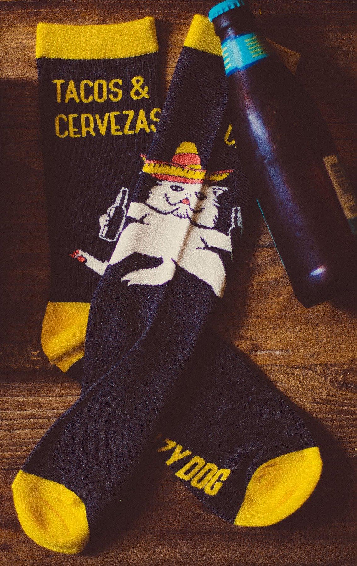 Men&#39;s Tacos And Cervezas Socks - Crazy Dog T-Shirts