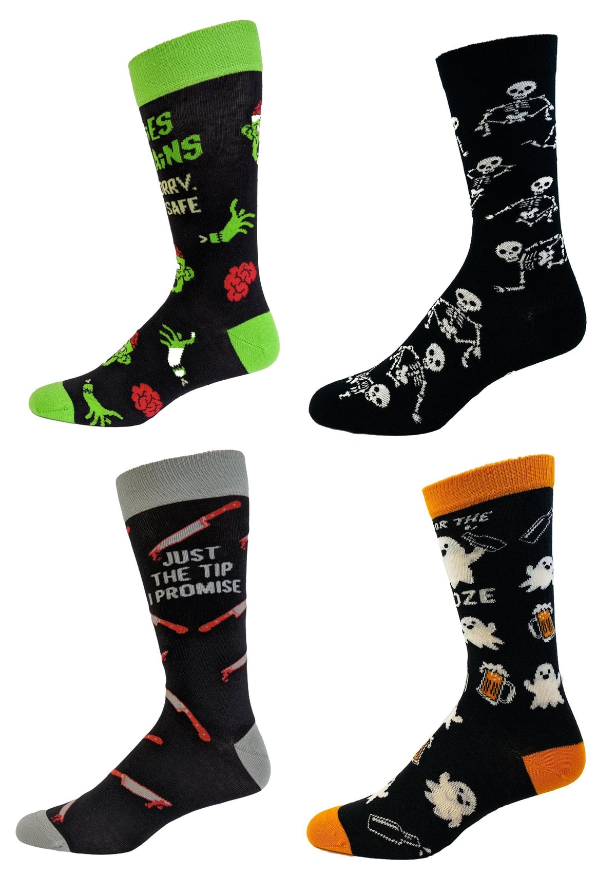 Mens Halloween Sock Bundle Funny 4 Pack of Spooky October Footwear for Guys  -  Crazy Dog T-Shirts