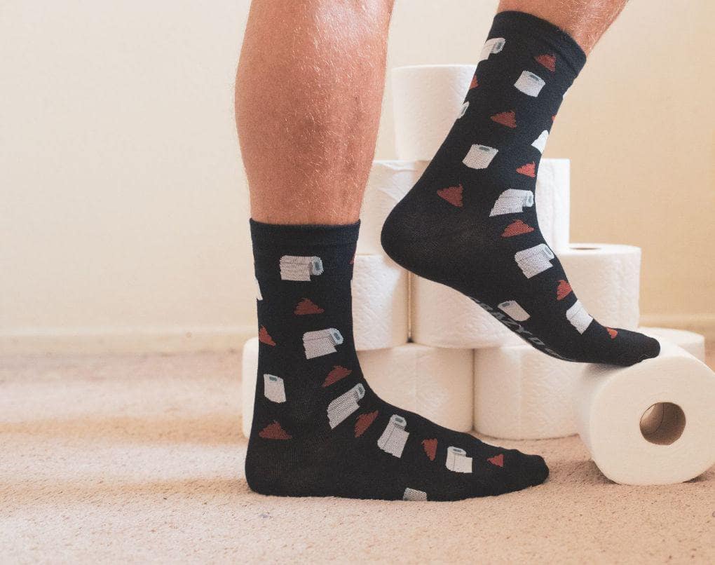 Mens Toilet Paper And Poop Socks  -  Crazy Dog T-Shirts