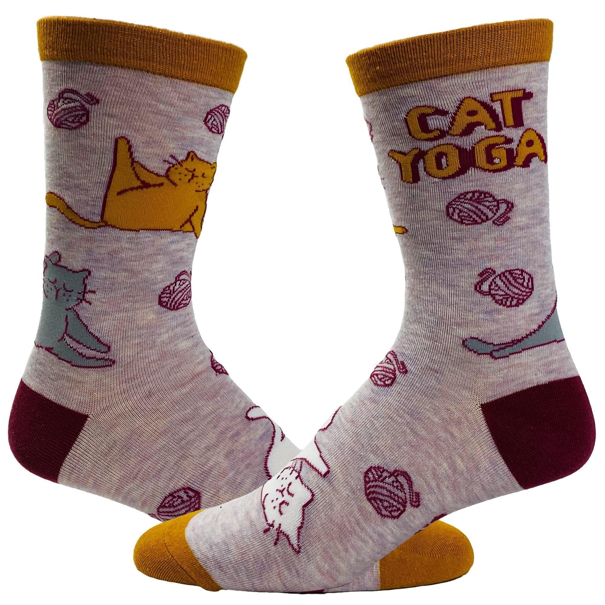 Women's Cat Yoga Socks - Crazy Dog T-Shirts