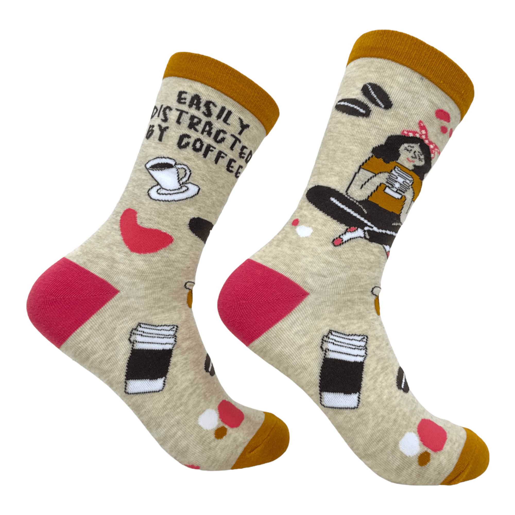 Women's Easily Distracted By Coffee Socks  -  Crazy Dog T-Shirts
