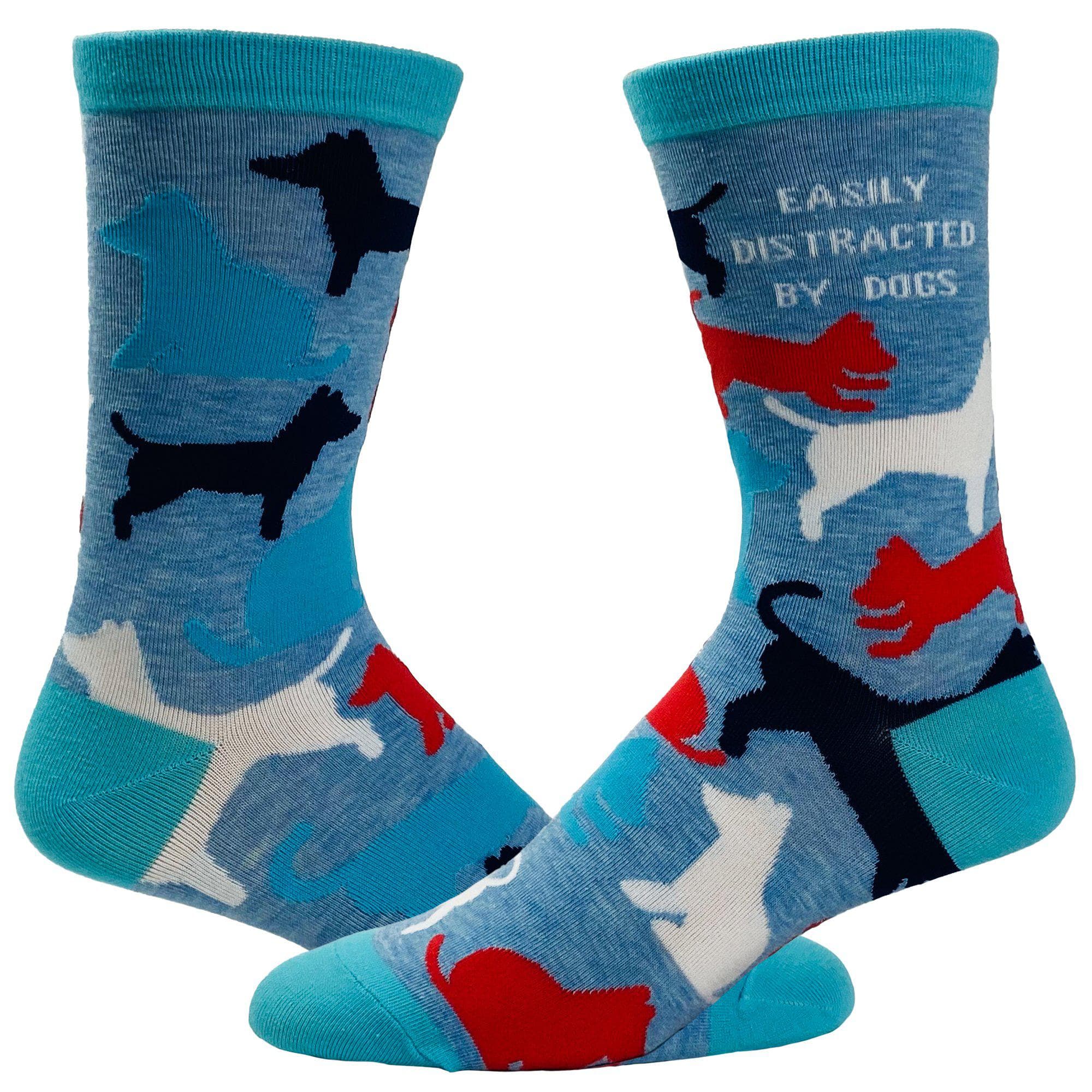 Women's Easily Distracted By Dogs Socks - Crazy Dog T-Shirts