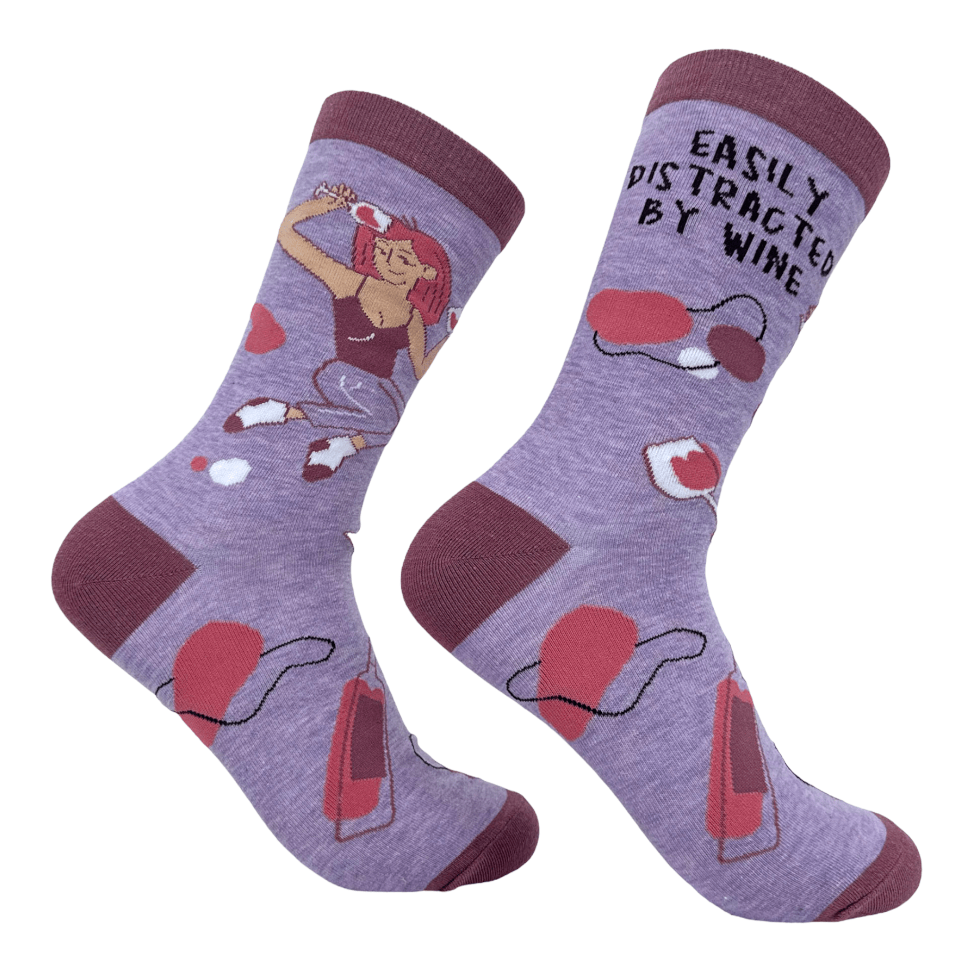 Women's Easily Distracted By Wine Socks  -  Crazy Dog T-Shirts
