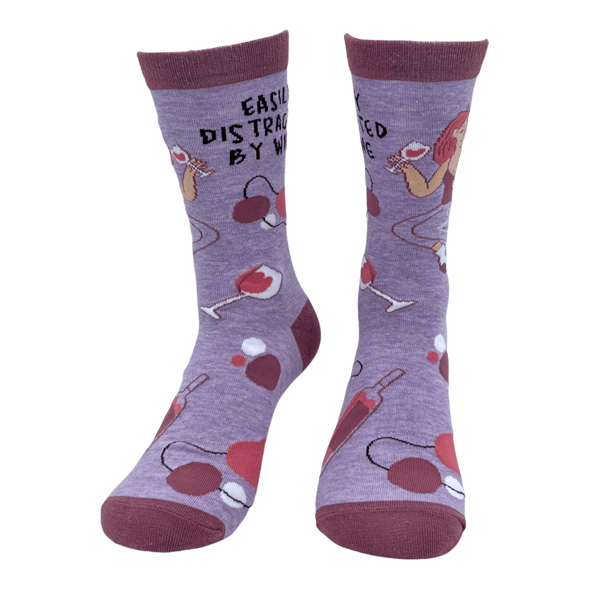 Women&#39;s Easily Distracted By Wine Socks  -  Crazy Dog T-Shirts