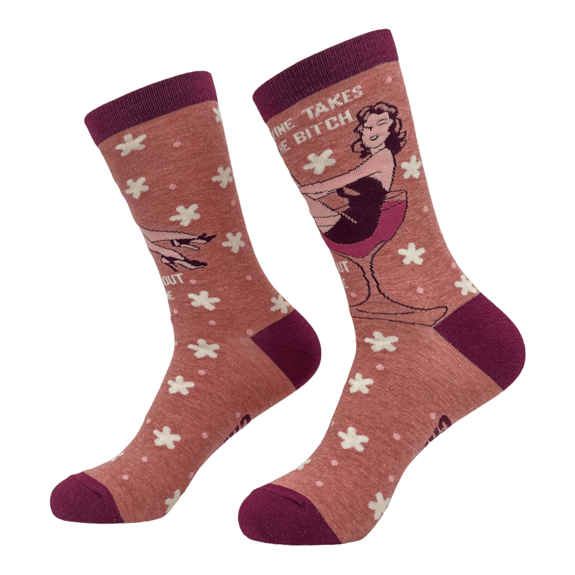 Women's Wine Takes The Bitch Right Out Of Me Socks  -  Crazy Dog T-Shirts
