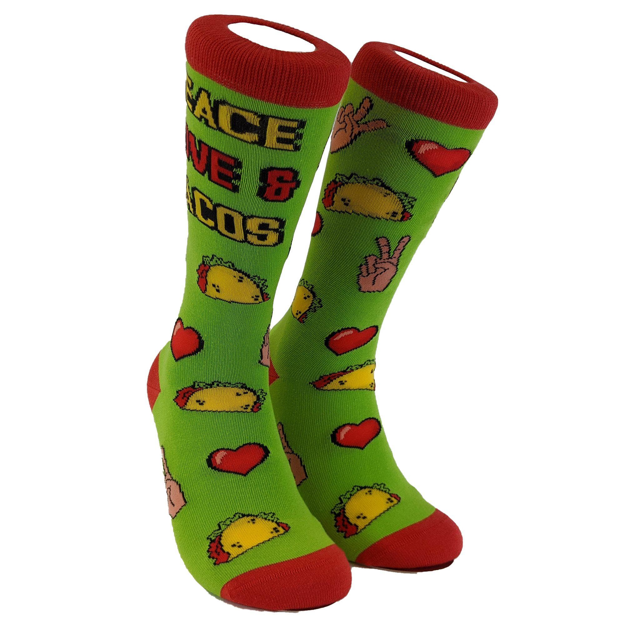 Womens Peace Love And Tacos Socks - Crazy Dog T-Shirts