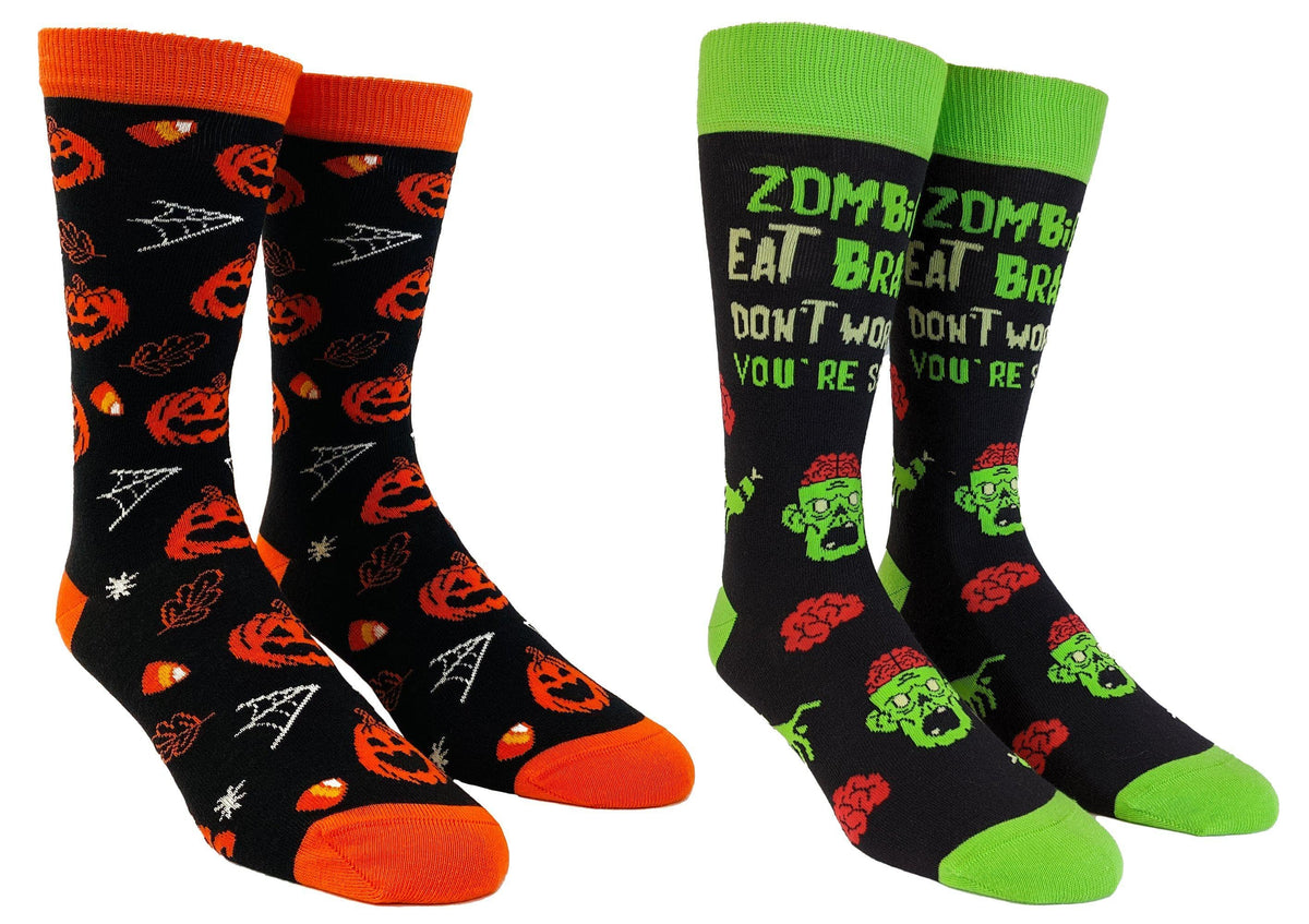 Youth Halloween Socks Funny Zombie Pumpkin Scary Footwear  -  Crazy Dog T-Shirts