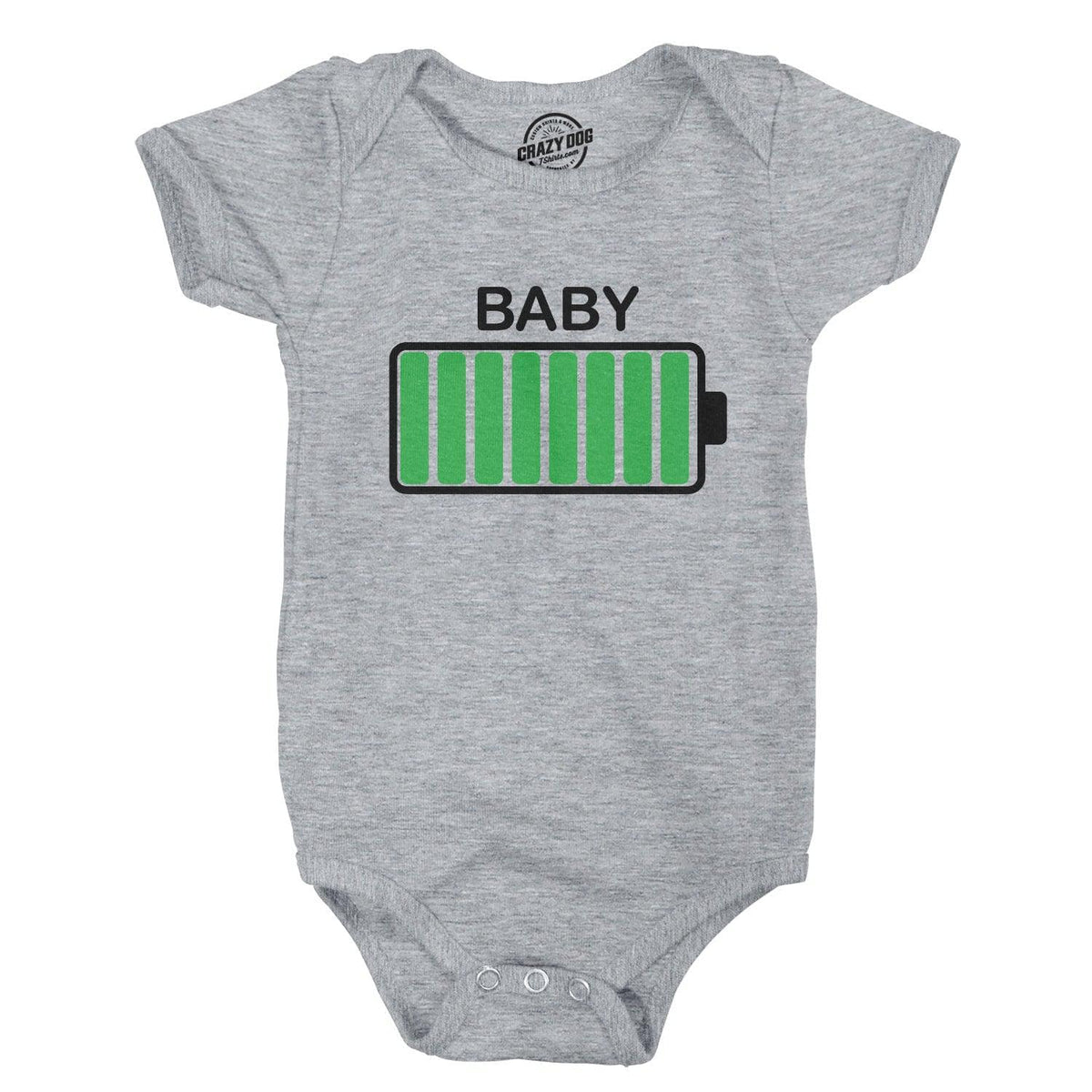 Battery Fully Charged Baby Bodysuit  -  Crazy Dog T-Shirts