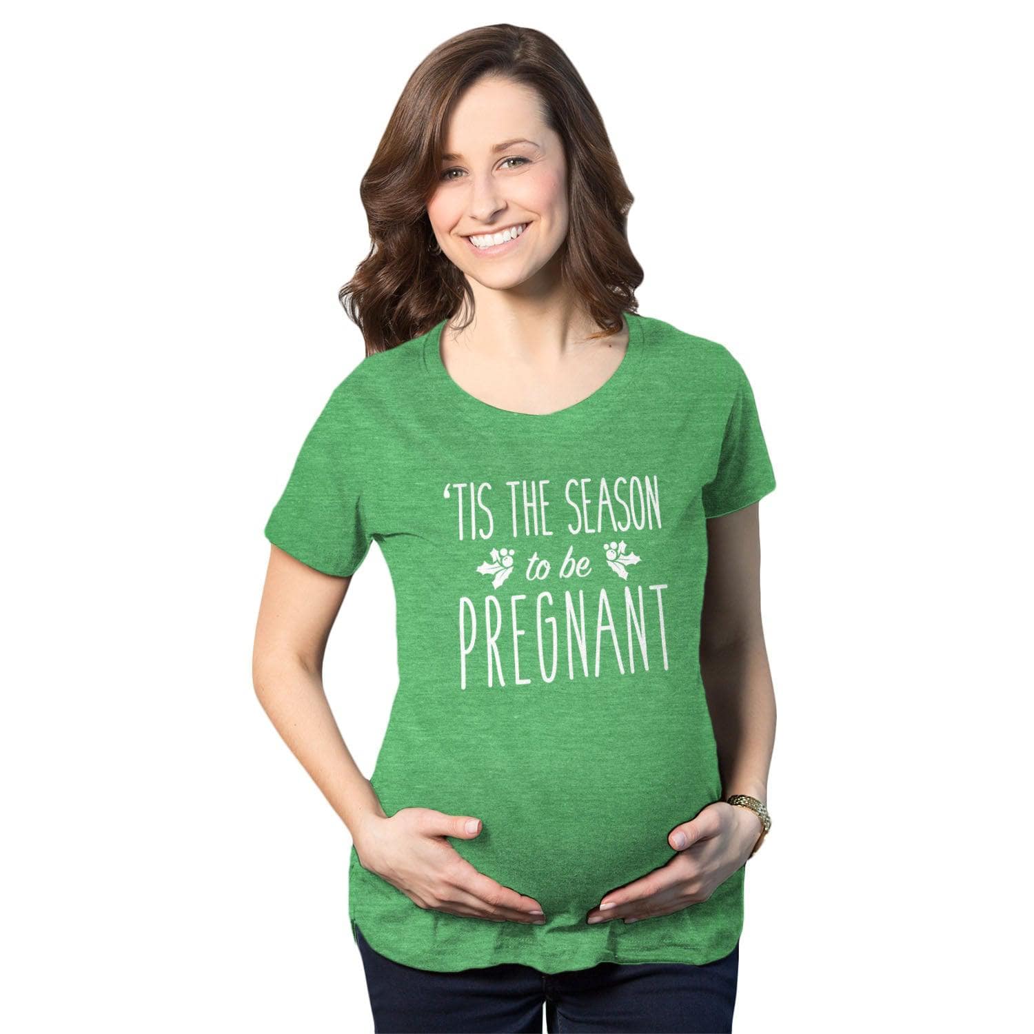 Tis The Season to Be Pregnant Holiday Maternity Tshirt  -  Crazy Dog T-Shirts