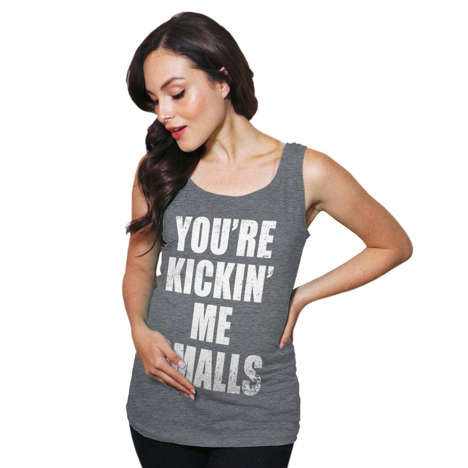 You're Kickin Me Smalls Maternity Tank Top  -  Crazy Dog T-Shirts