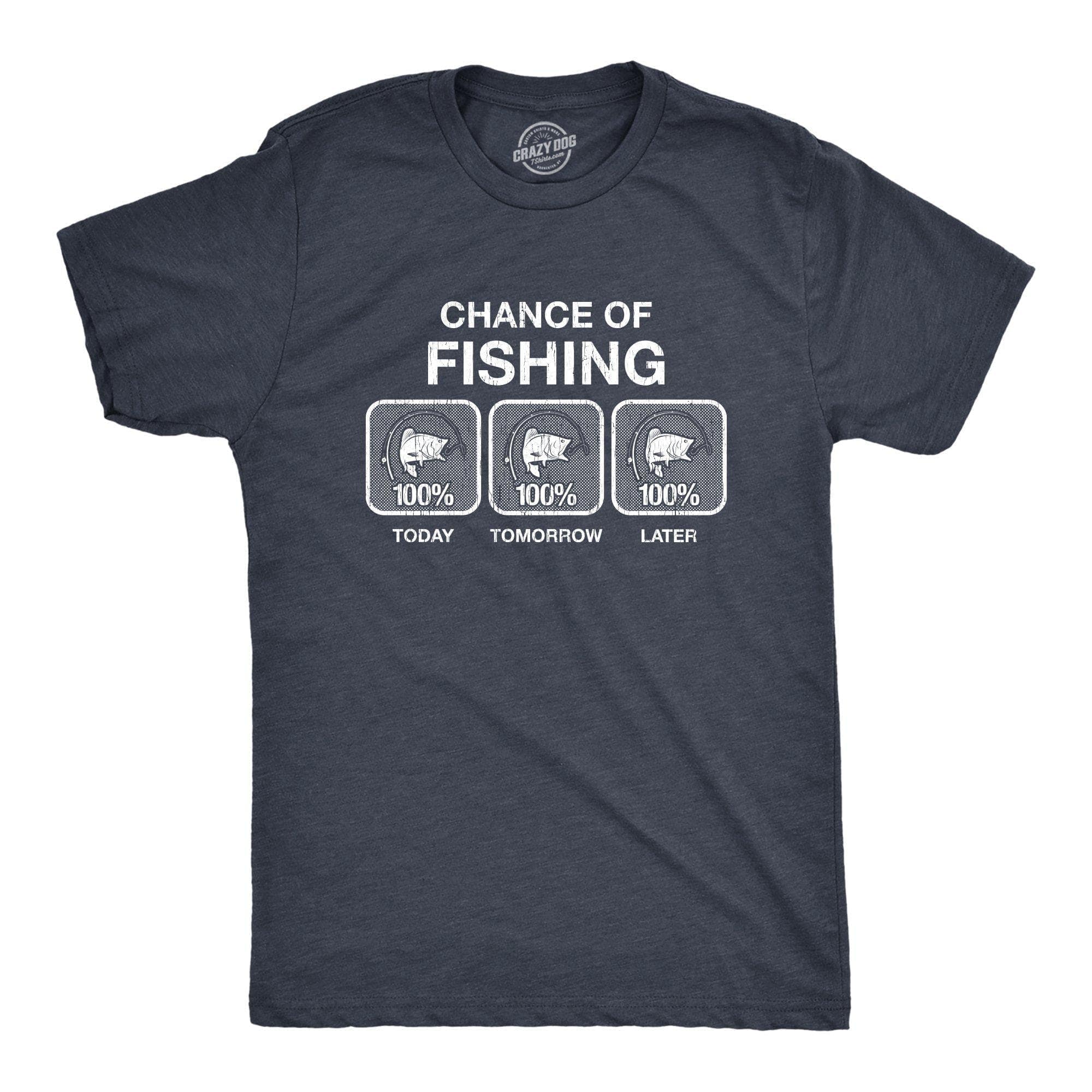 100% Chance Of Fishing Men's Tshirt - Crazy Dog T-Shirts