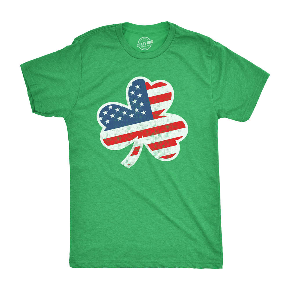 American Flag Shamrock Men&#39;s Tshirt  -  Crazy Dog T-Shirts
