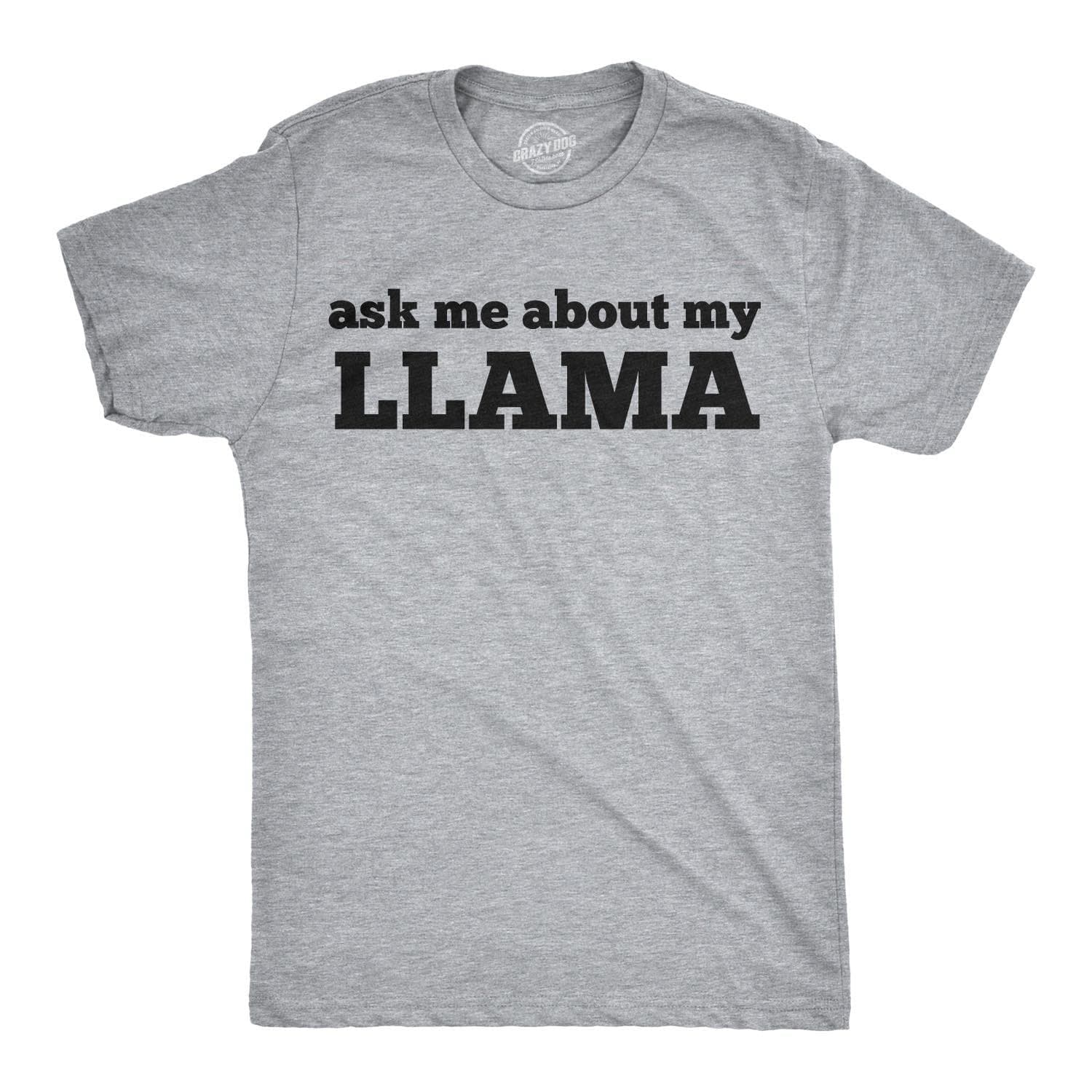 Ask Me About My Llama Flip Men's Tshirt  -  Crazy Dog T-Shirts