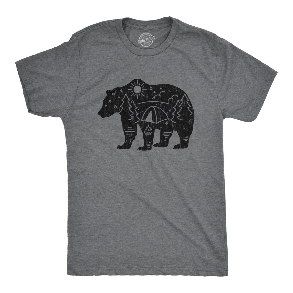 Bear Camping Men&#39;s Tshirt - Crazy Dog T-Shirts