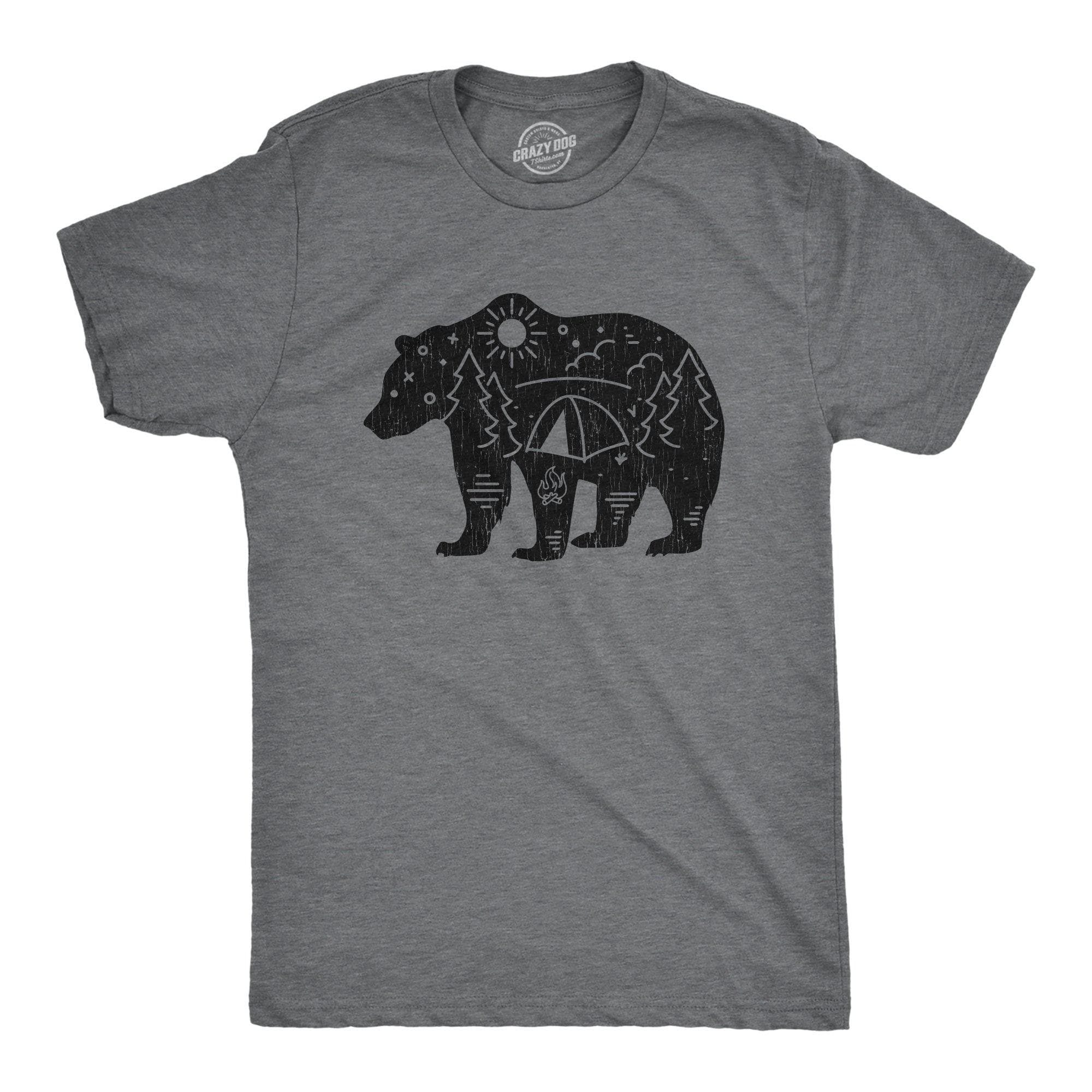 Bear Camping Men's Tshirt - Crazy Dog T-Shirts