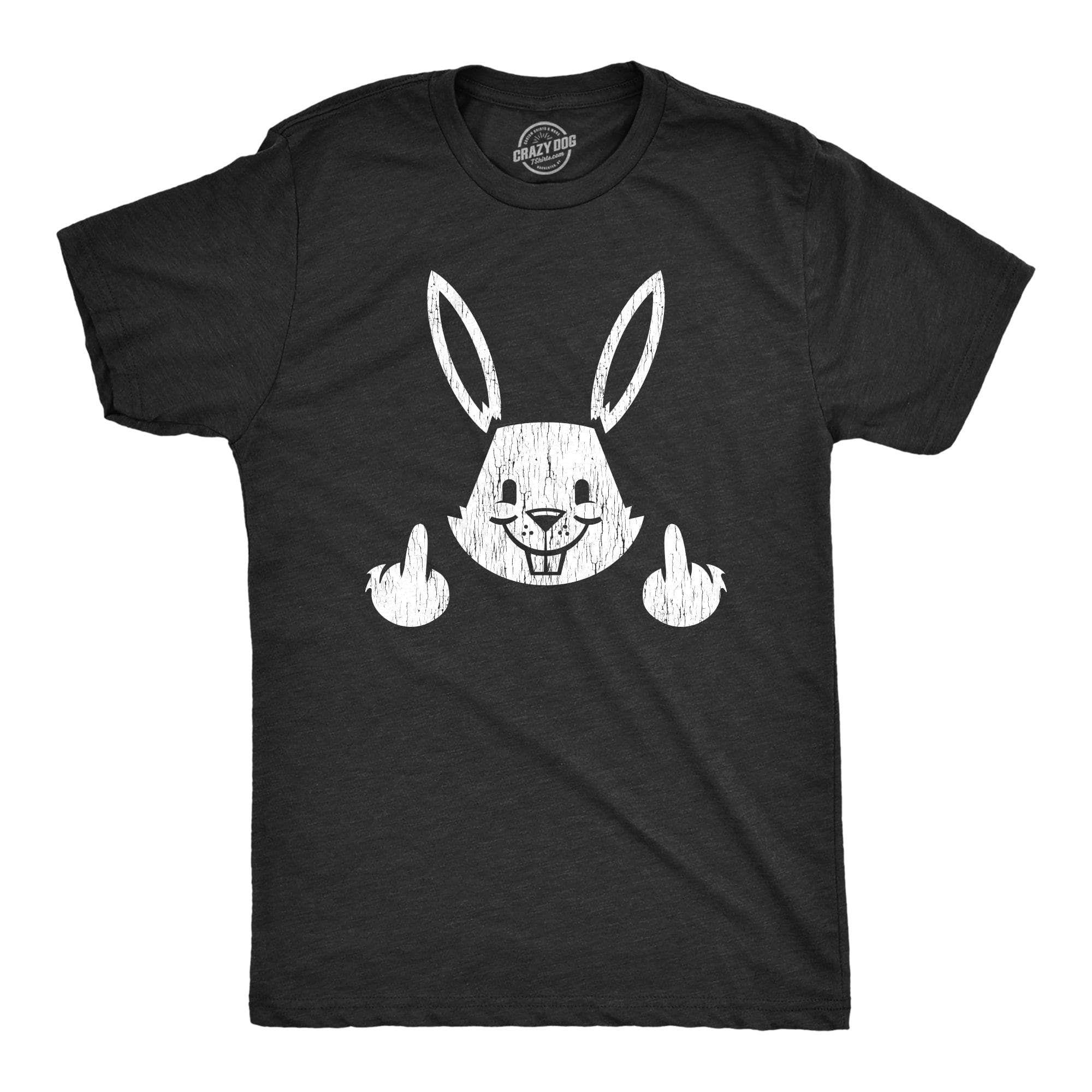 Bunny Flipping The Bird Men's Tshirt  -  Crazy Dog T-Shirts