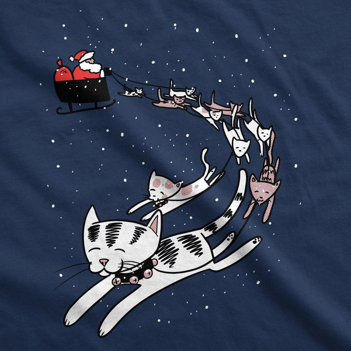 Cats In Christmas Sleigh Men&#39;s Tshirt - Crazy Dog T-Shirts