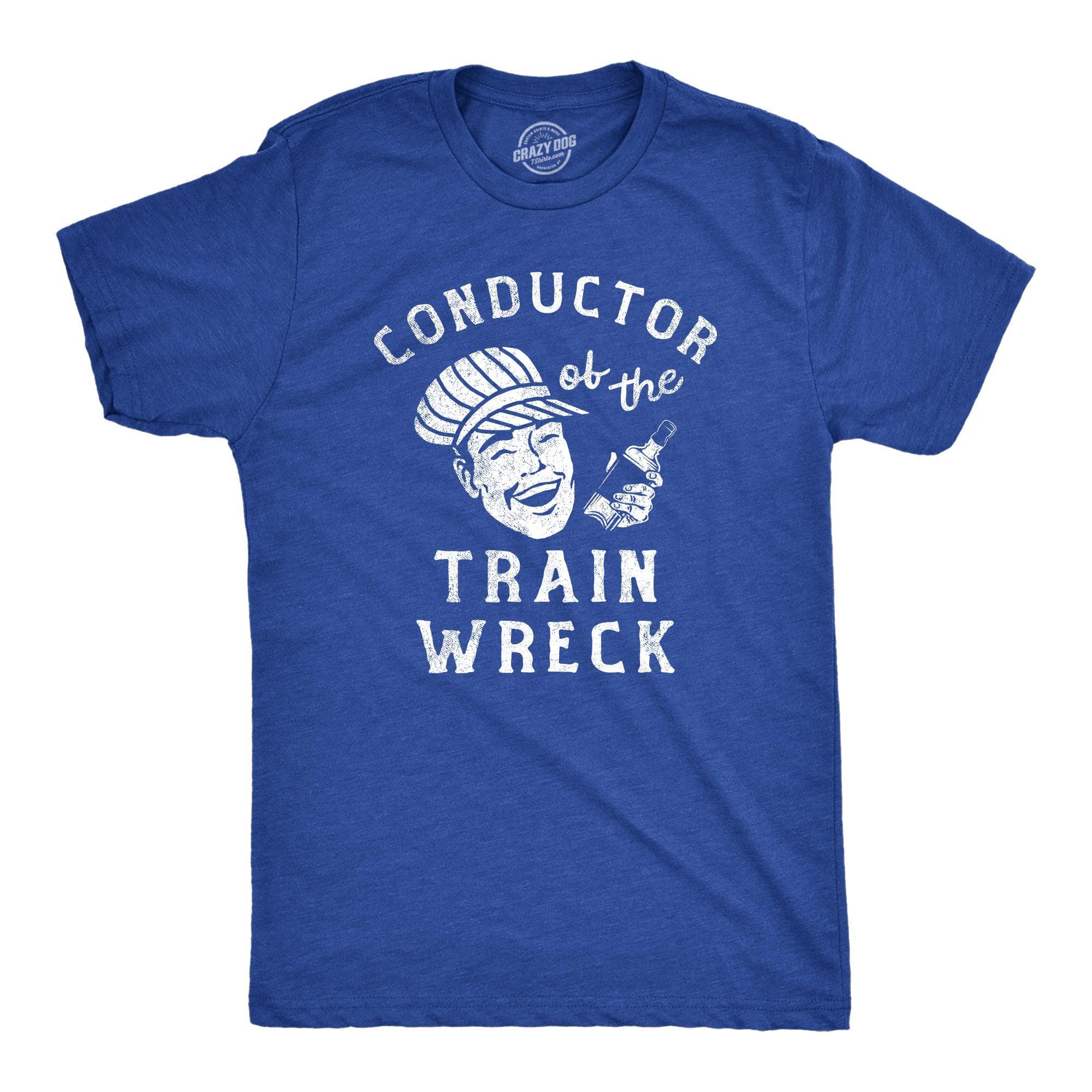 Conductor Of The Train Wreck Men's Tshirt  -  Crazy Dog T-Shirts