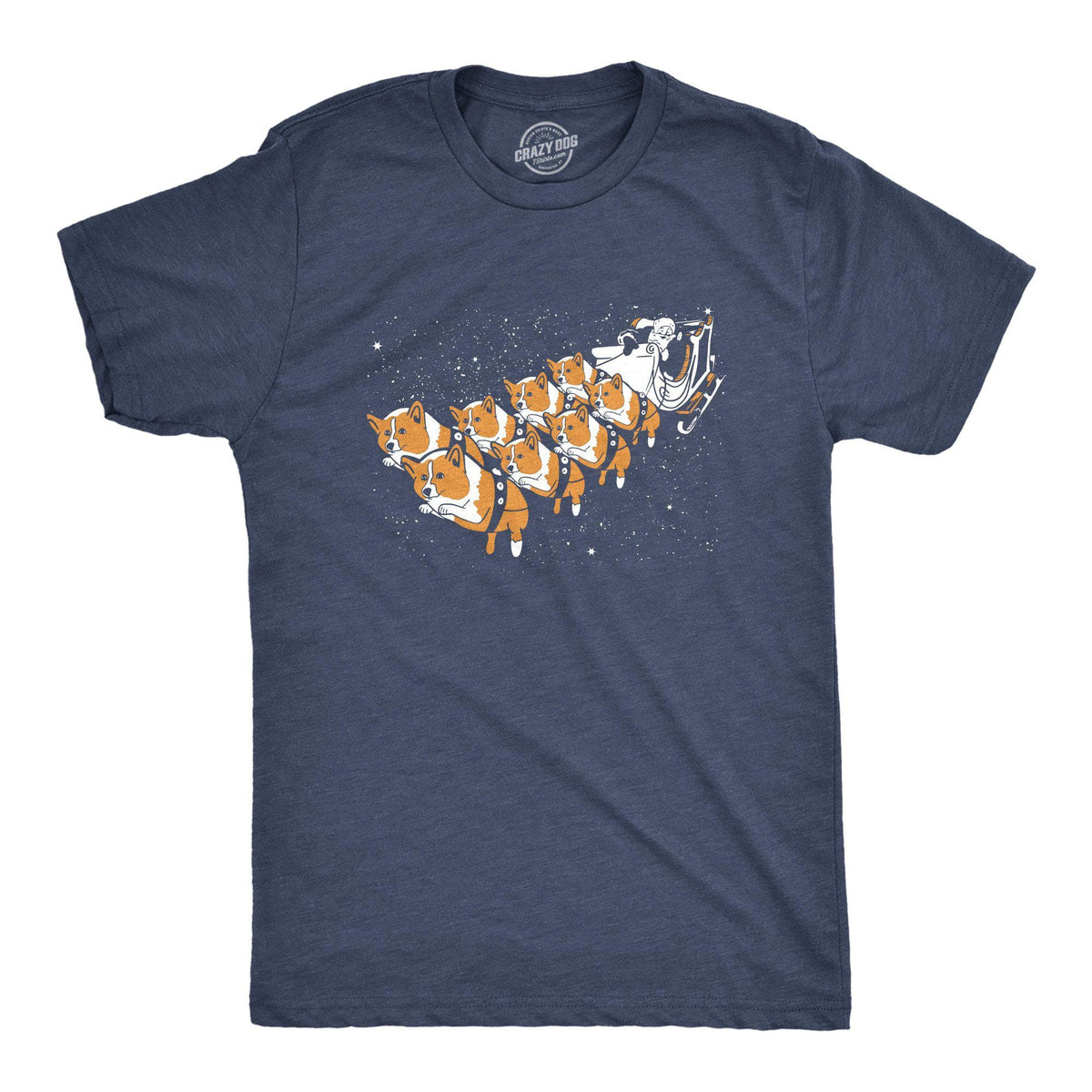 Corgi Sleigh Men&#39;s Tshirt - Crazy Dog T-Shirts