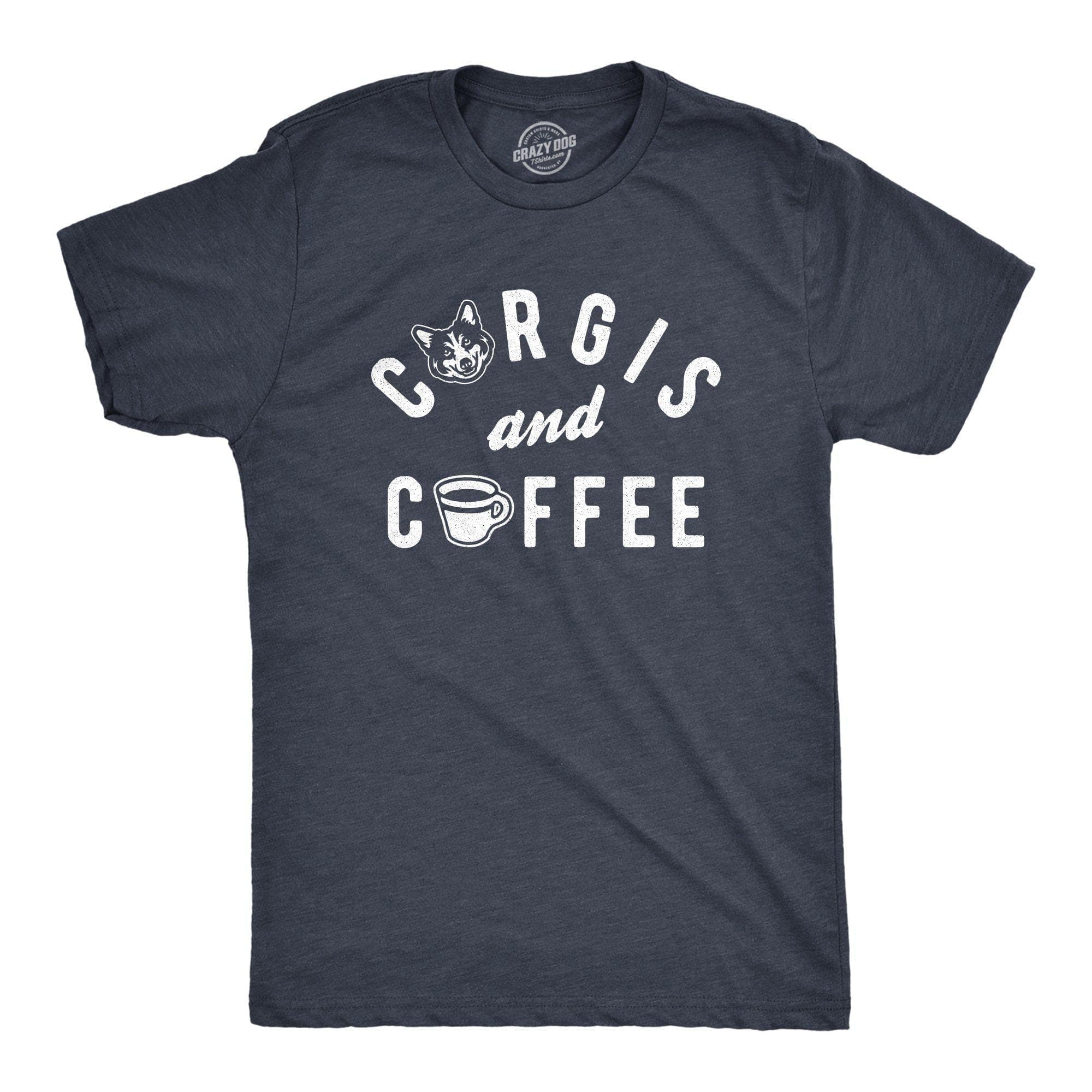 Corgis And Coffee Men's Tshirt - Crazy Dog T-Shirts