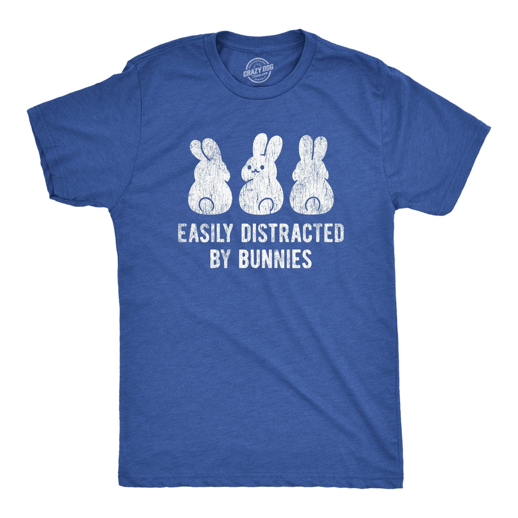 Easily Distracted By Bunnies Men's Tshirt  -  Crazy Dog T-Shirts