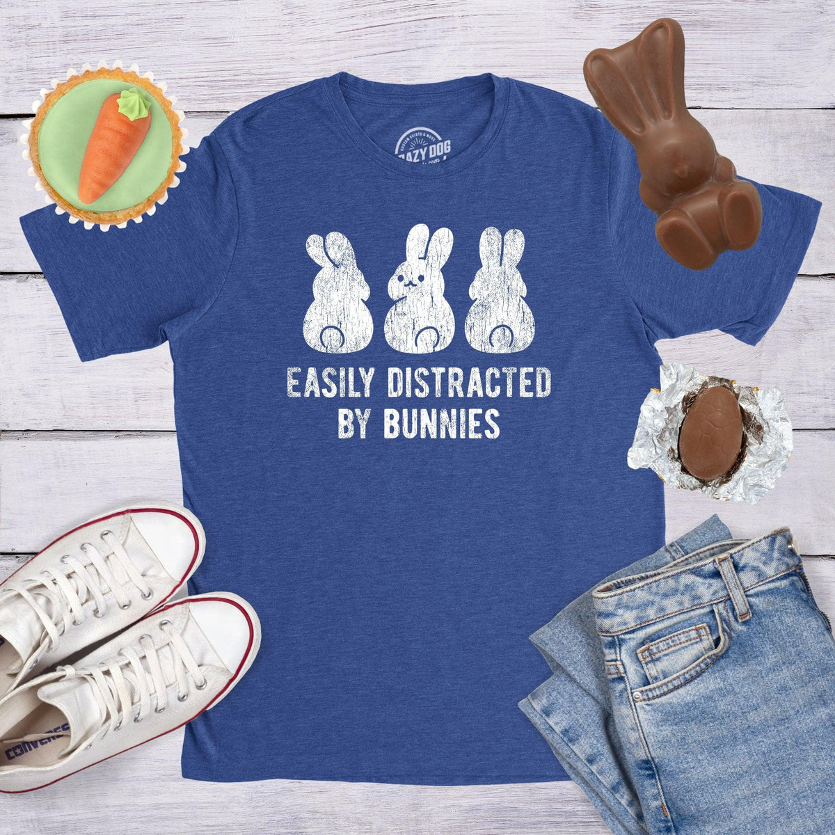 Easily Distracted By Bunnies Men&#39;s Tshirt  -  Crazy Dog T-Shirts