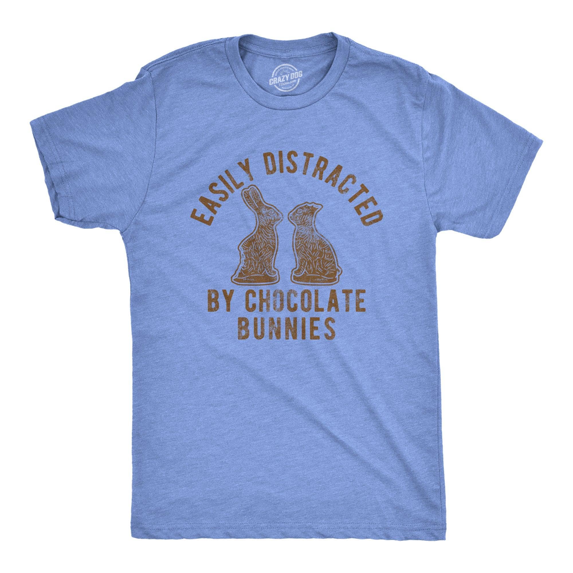Easily Distracted By Chocolate Bunnies Men's Tshirt  -  Crazy Dog T-Shirts