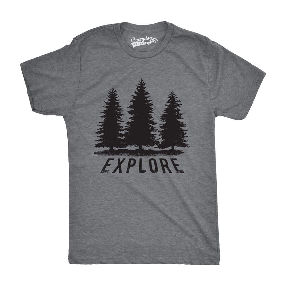 Explore Pine Trees Men's Tshirt  -  Crazy Dog T-Shirts