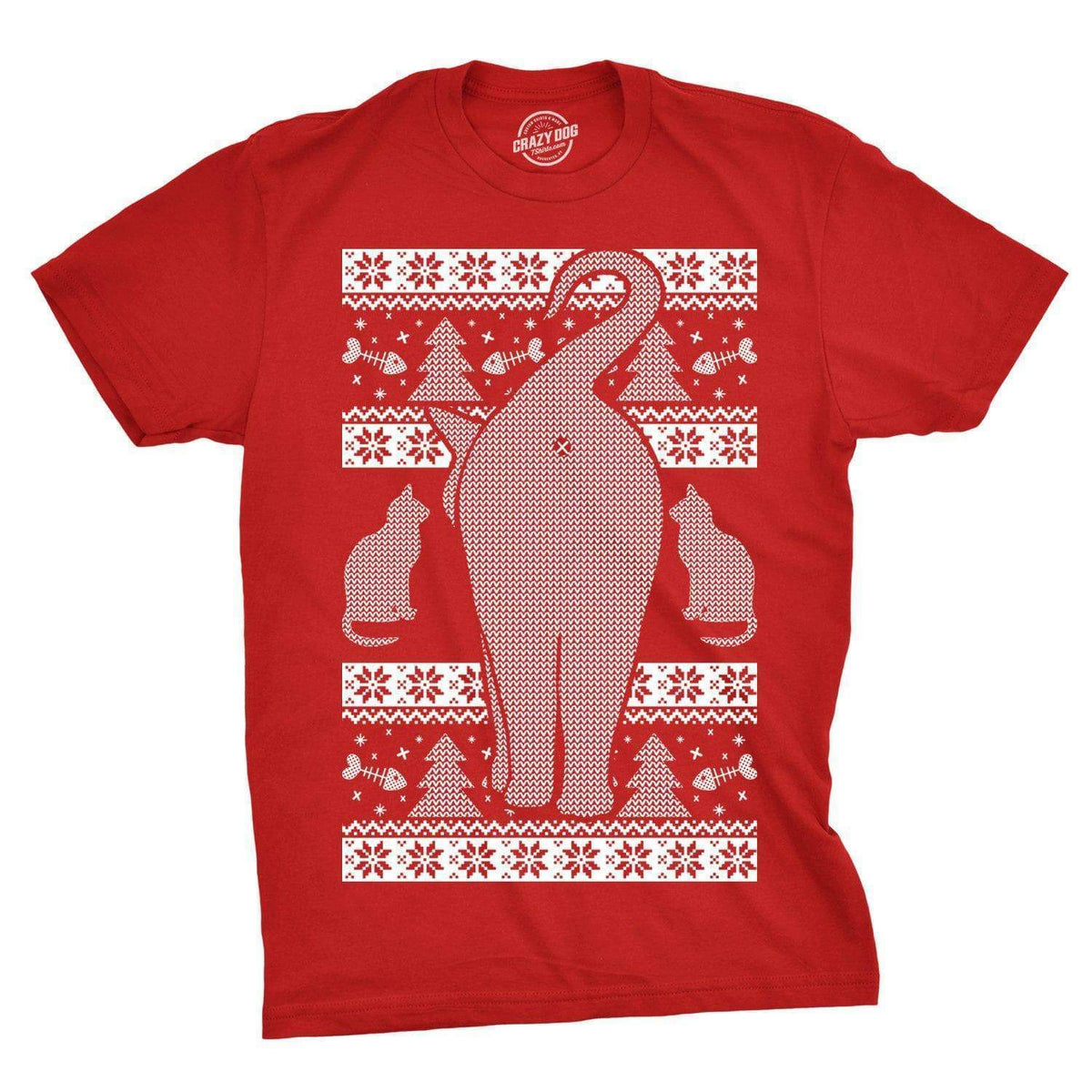 Festive Feline Butt Men&#39;s Tshirt - Crazy Dog T-Shirts
