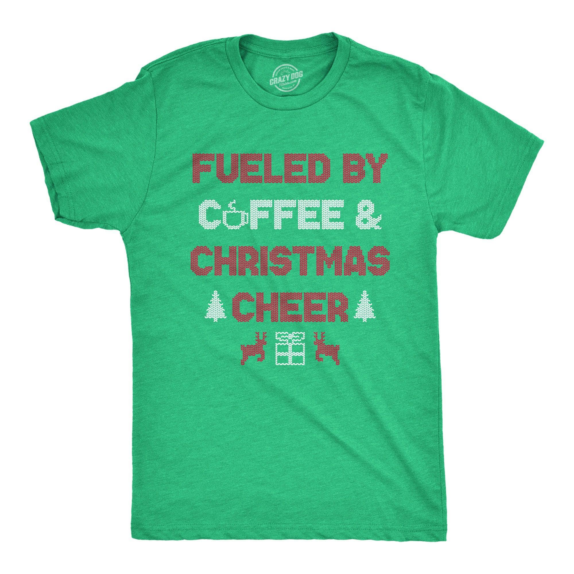 Fueled By Coffee And Christmas Cheer Men's Tshirt  -  Crazy Dog T-Shirts