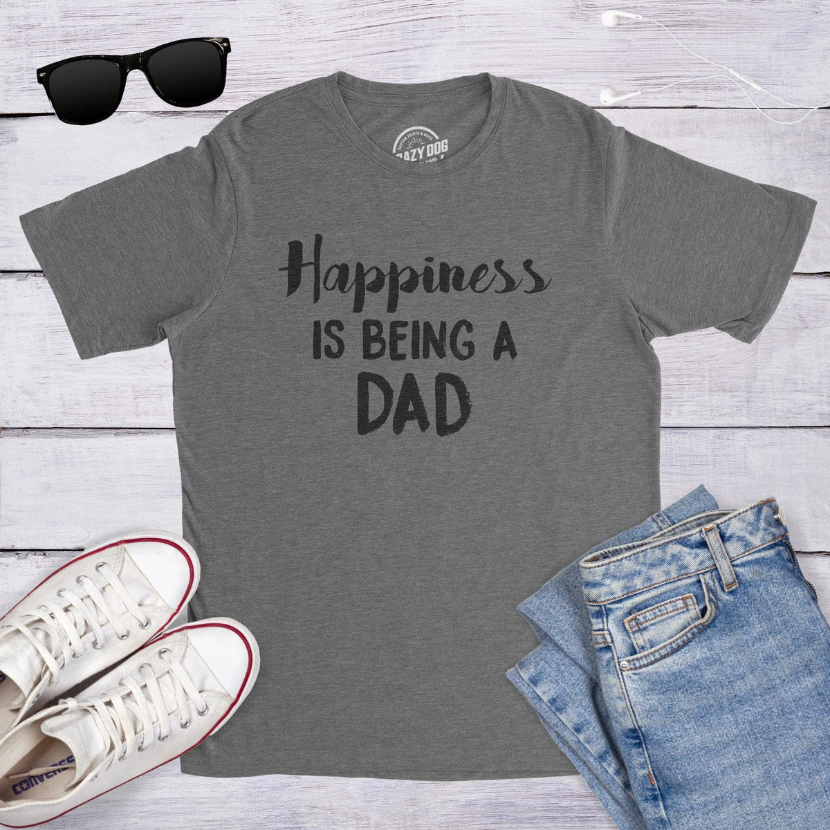 Happiness Is Being a Dad Men&#39;s Tshirt  -  Crazy Dog T-Shirts