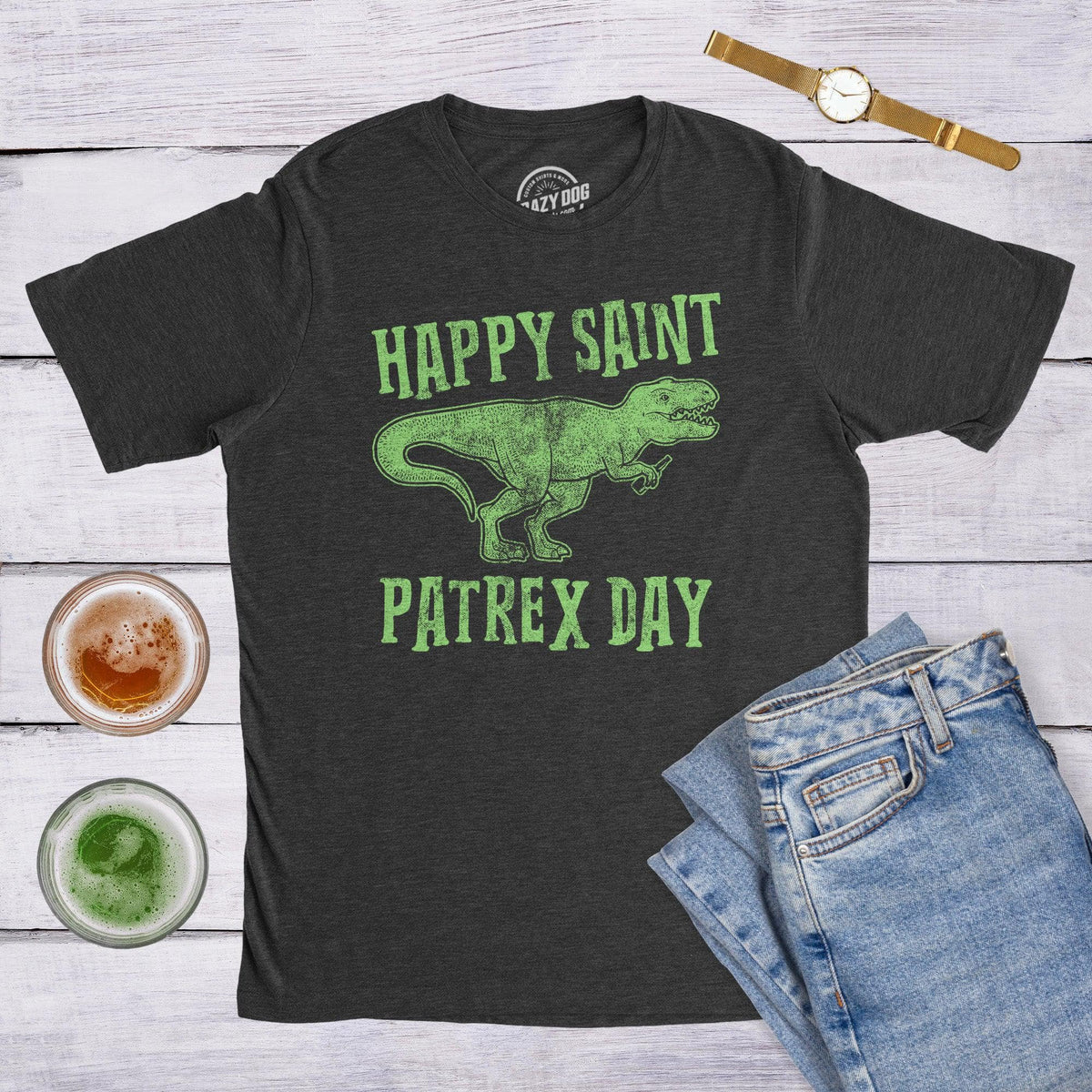Happy Saint Patrex Day Men&#39;s Tshirt  -  Crazy Dog T-Shirts