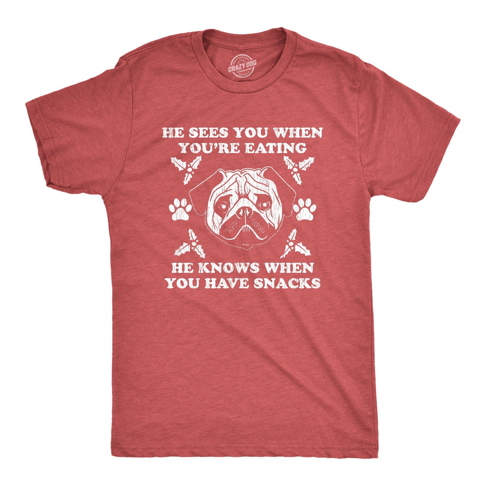 He Sees You When You're Eating Men's Tshirt - Crazy Dog T-Shirts