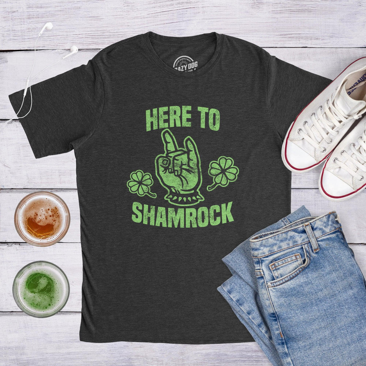 Here To Shamrock Men&#39;s Tshirt  -  Crazy Dog T-Shirts