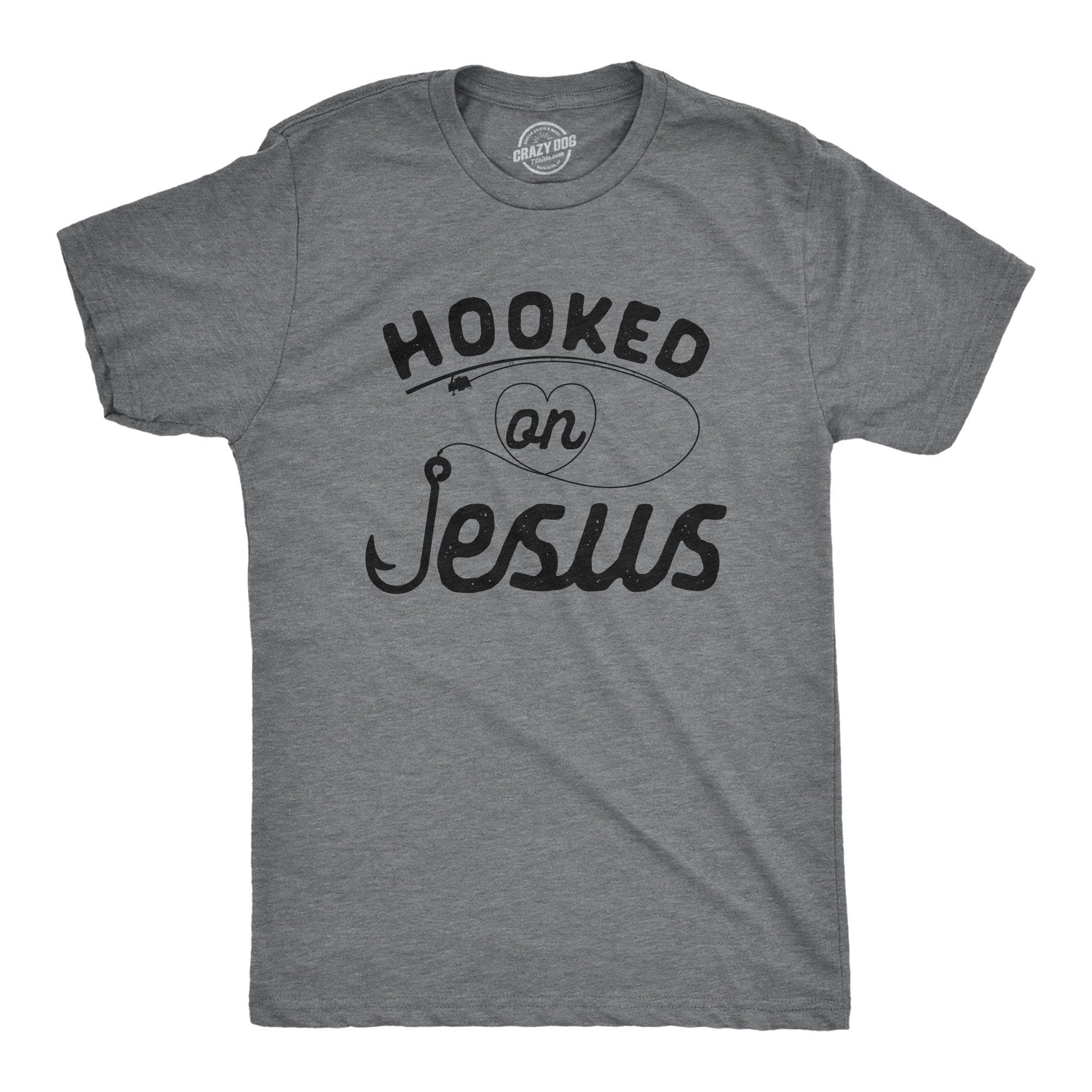 Hooked On Jesus Men's Tshirt  -  Crazy Dog T-Shirts