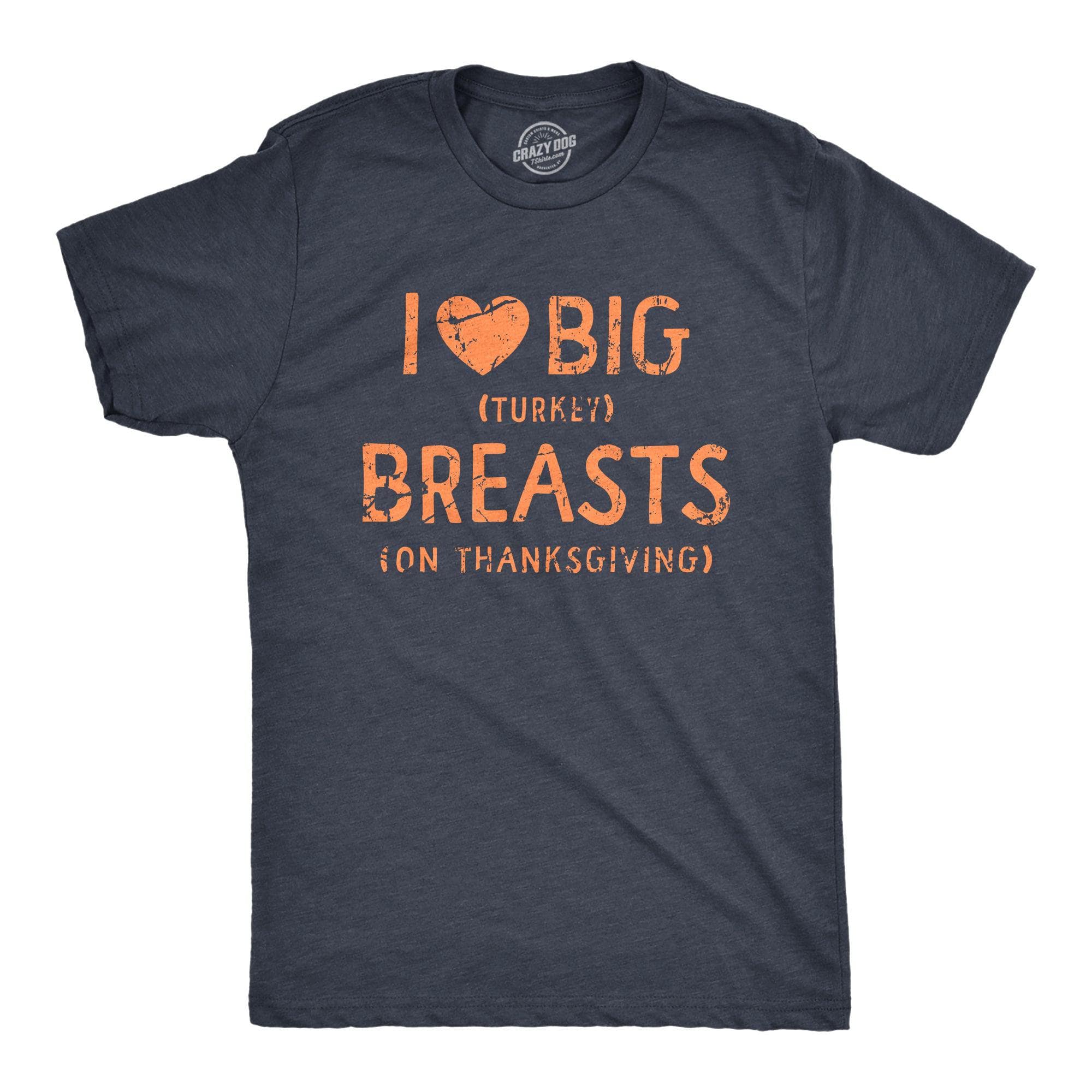 I Heart Big Turkey Breats Men's Tshirt  -  Crazy Dog T-Shirts