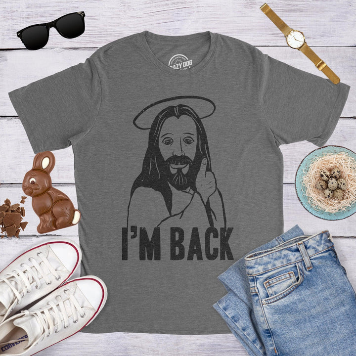I'm Back Jesus Men's Tshirt  -  Crazy Dog T-Shirts