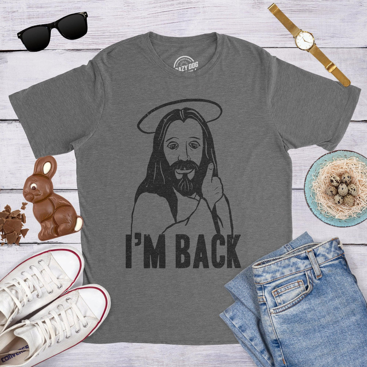 I&#39;m Back Jesus Men&#39;s Tshirt  -  Crazy Dog T-Shirts