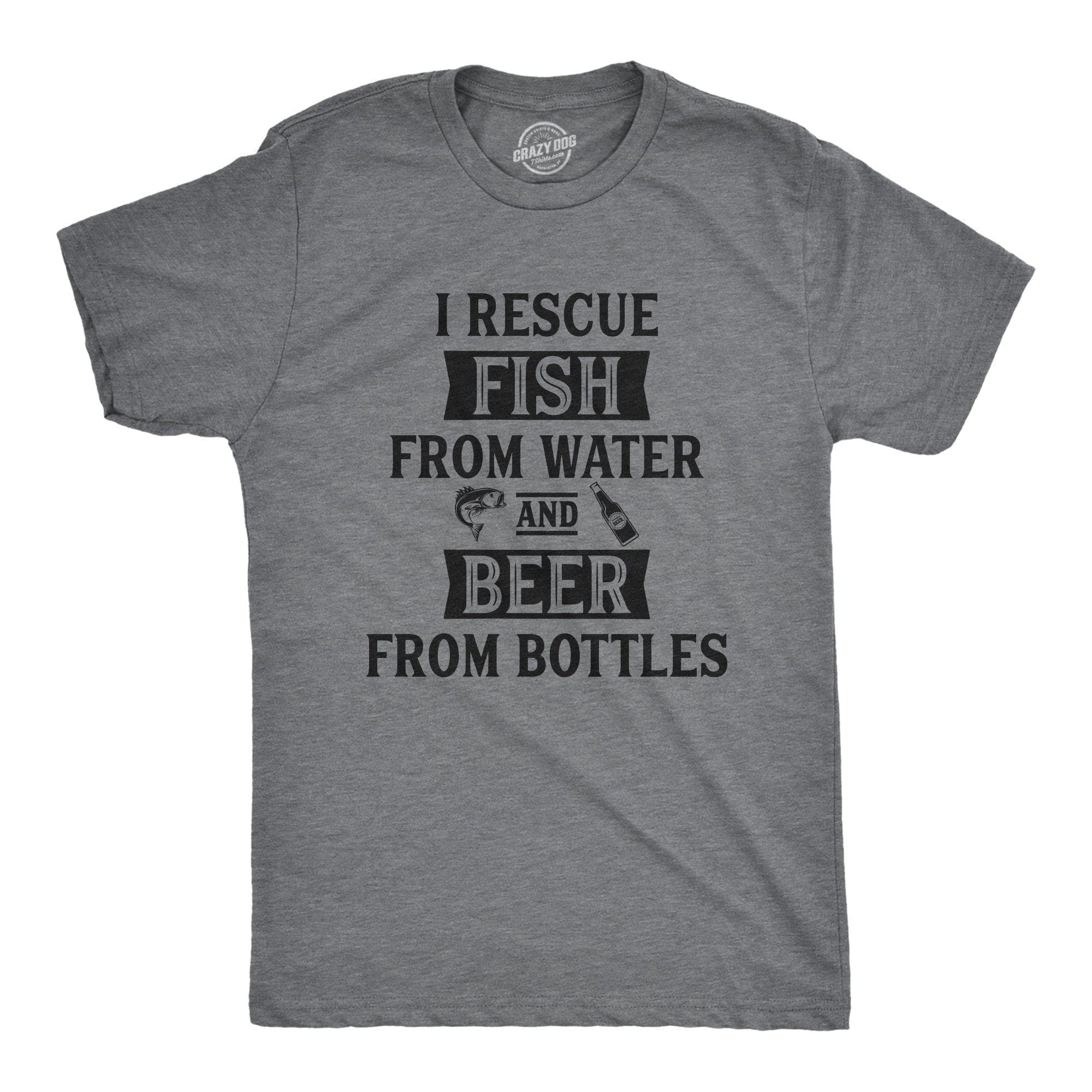 I Rescue Fish And Beer Men's Tshirt  -  Crazy Dog T-Shirts