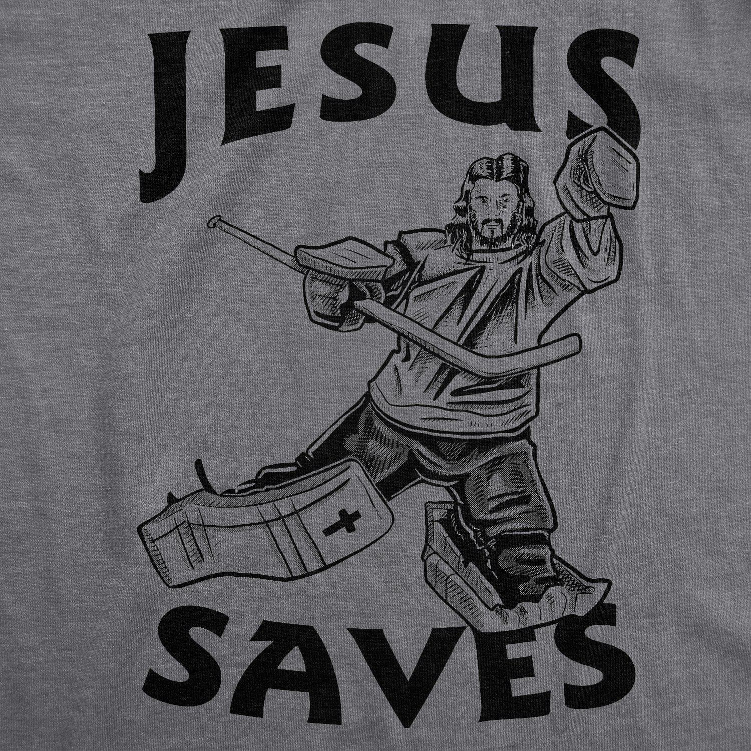 Jesus Saves Hockey Men's Tshirt  -  Crazy Dog T-Shirts