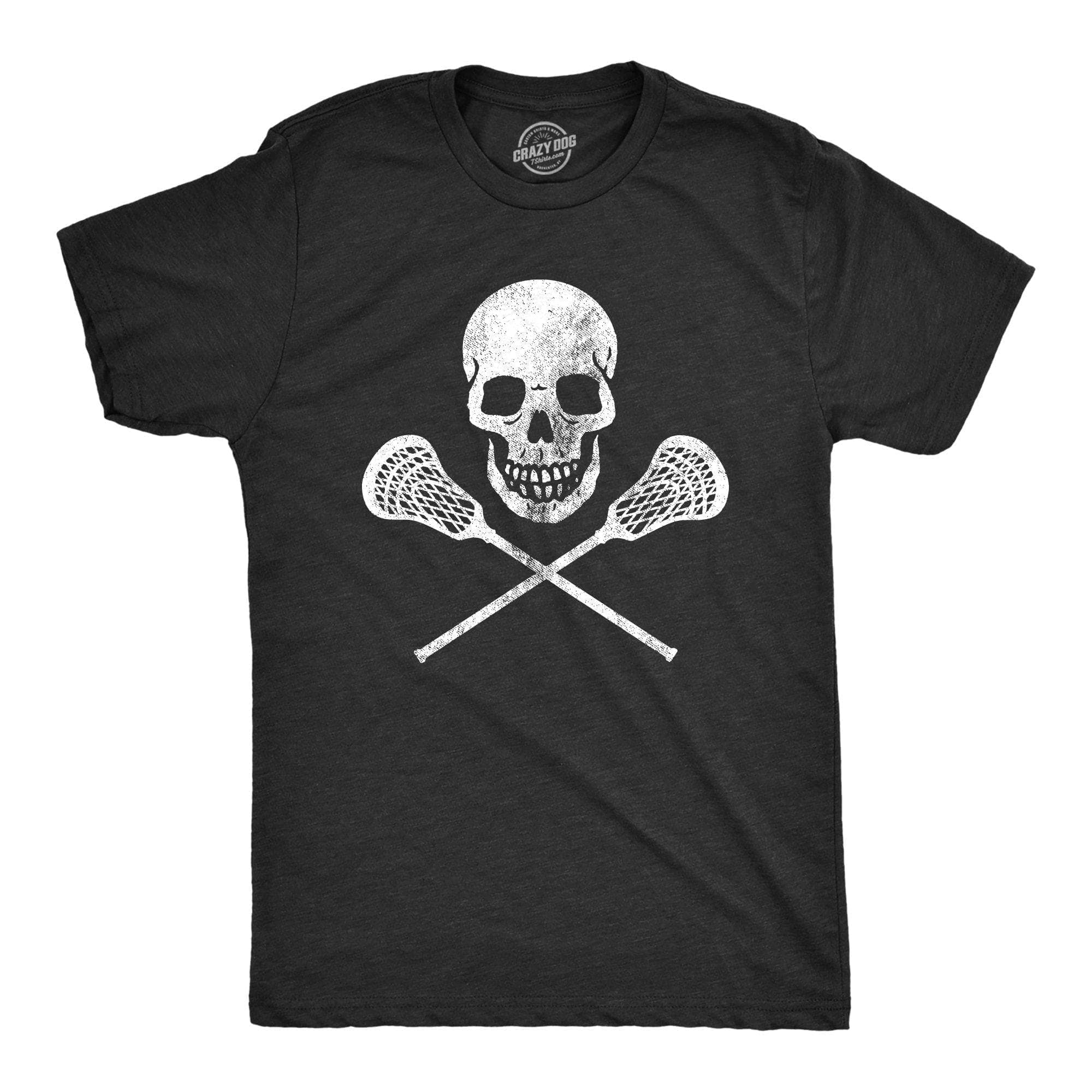 Lacrosse Skull Men's Tshirt - Crazy Dog T-Shirts