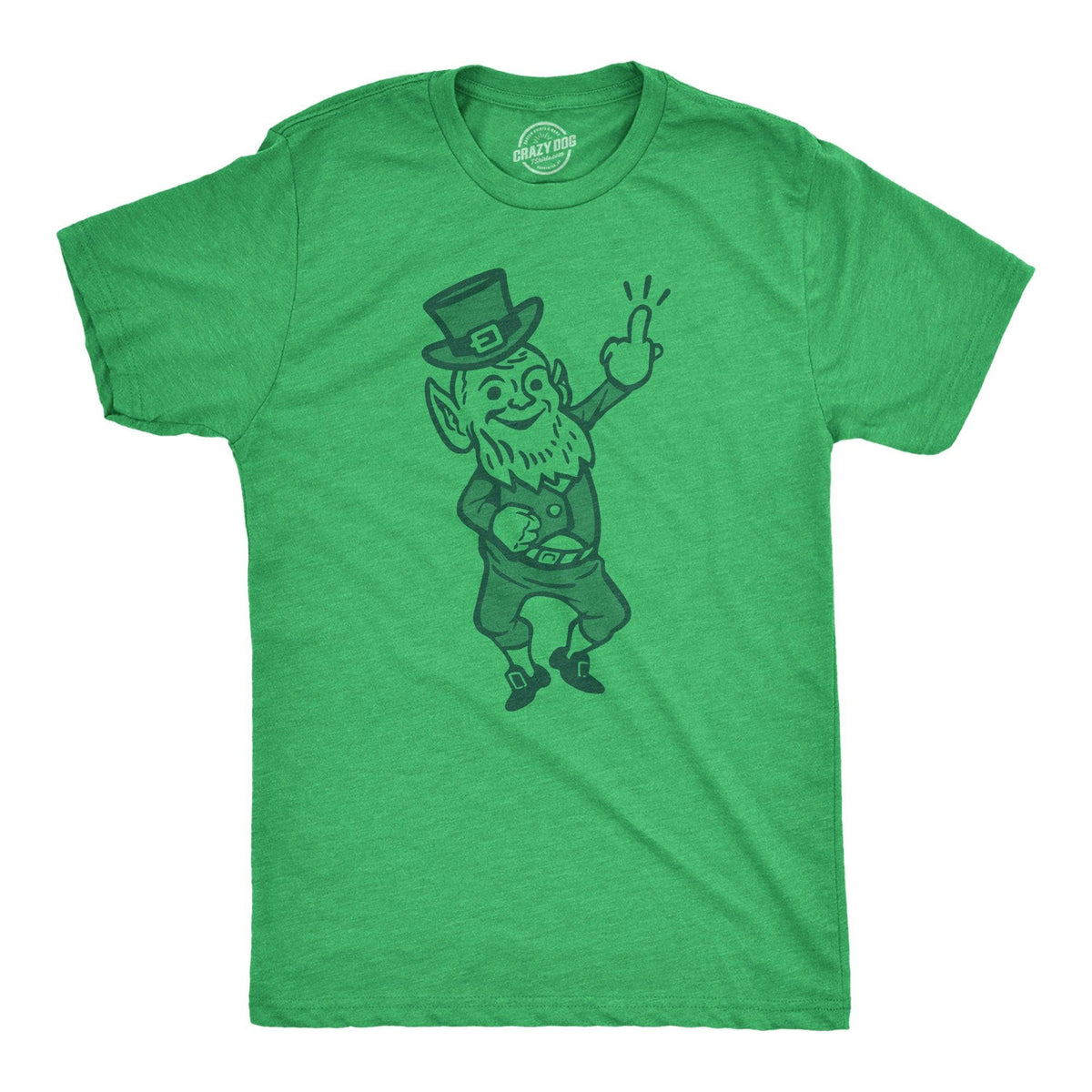 Leprechaun Middle Finger Men&#39;s Tshirt  -  Crazy Dog T-Shirts