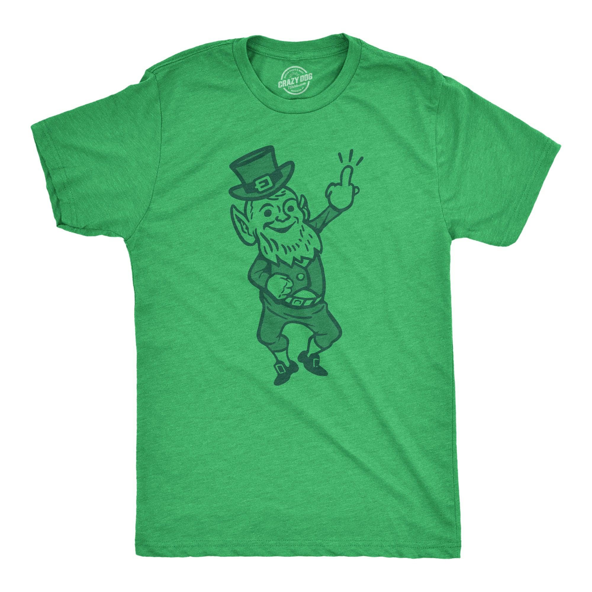 Leprechaun Middle Finger Men's Tshirt  -  Crazy Dog T-Shirts