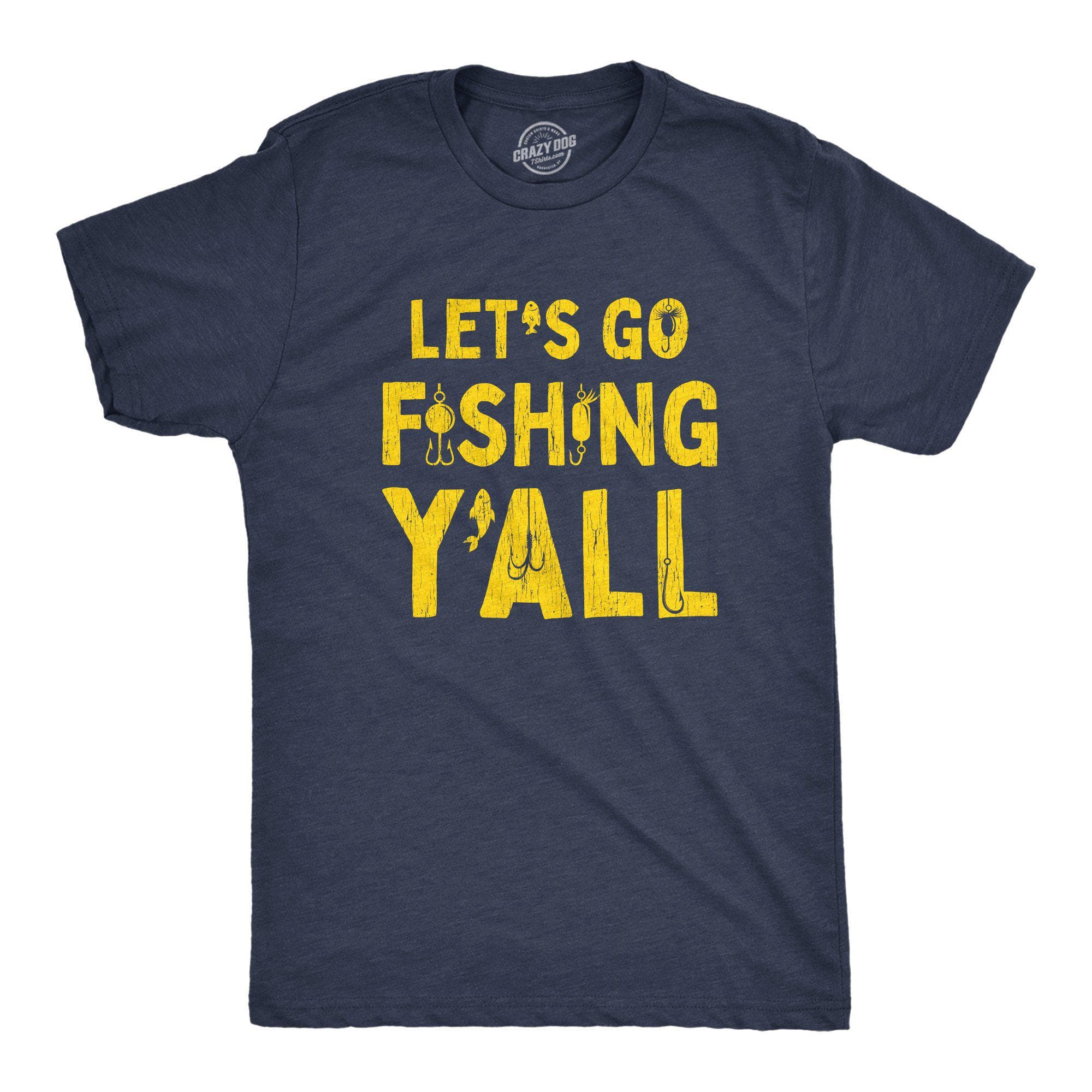 Let's Go Fishing Y'all Men's Tshirt - Crazy Dog T-Shirts