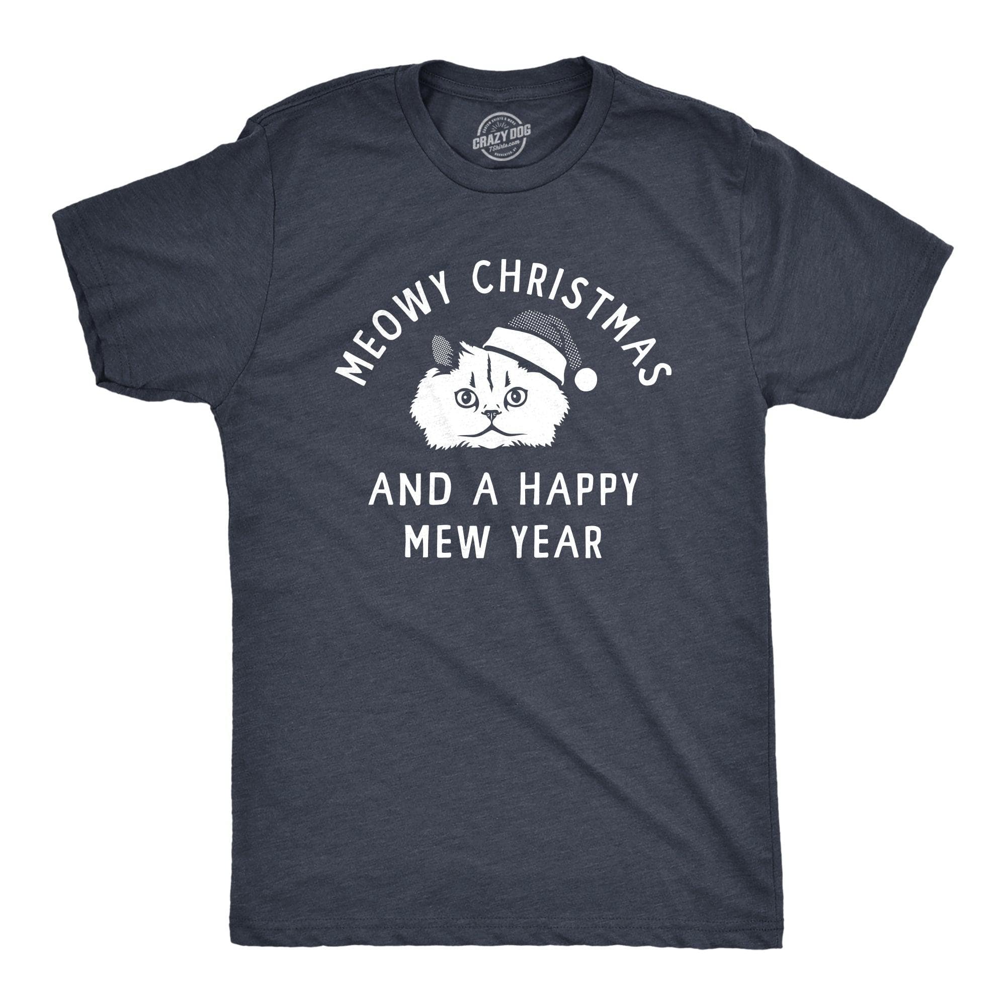 Meowy Christmas Men's Tshirt  -  Crazy Dog T-Shirts