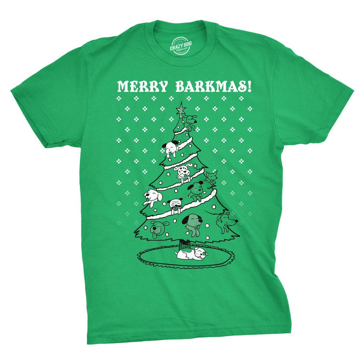 Merry Barkmas Dog Christmas Tree Men&#39;s Tshirt - Crazy Dog T-Shirts